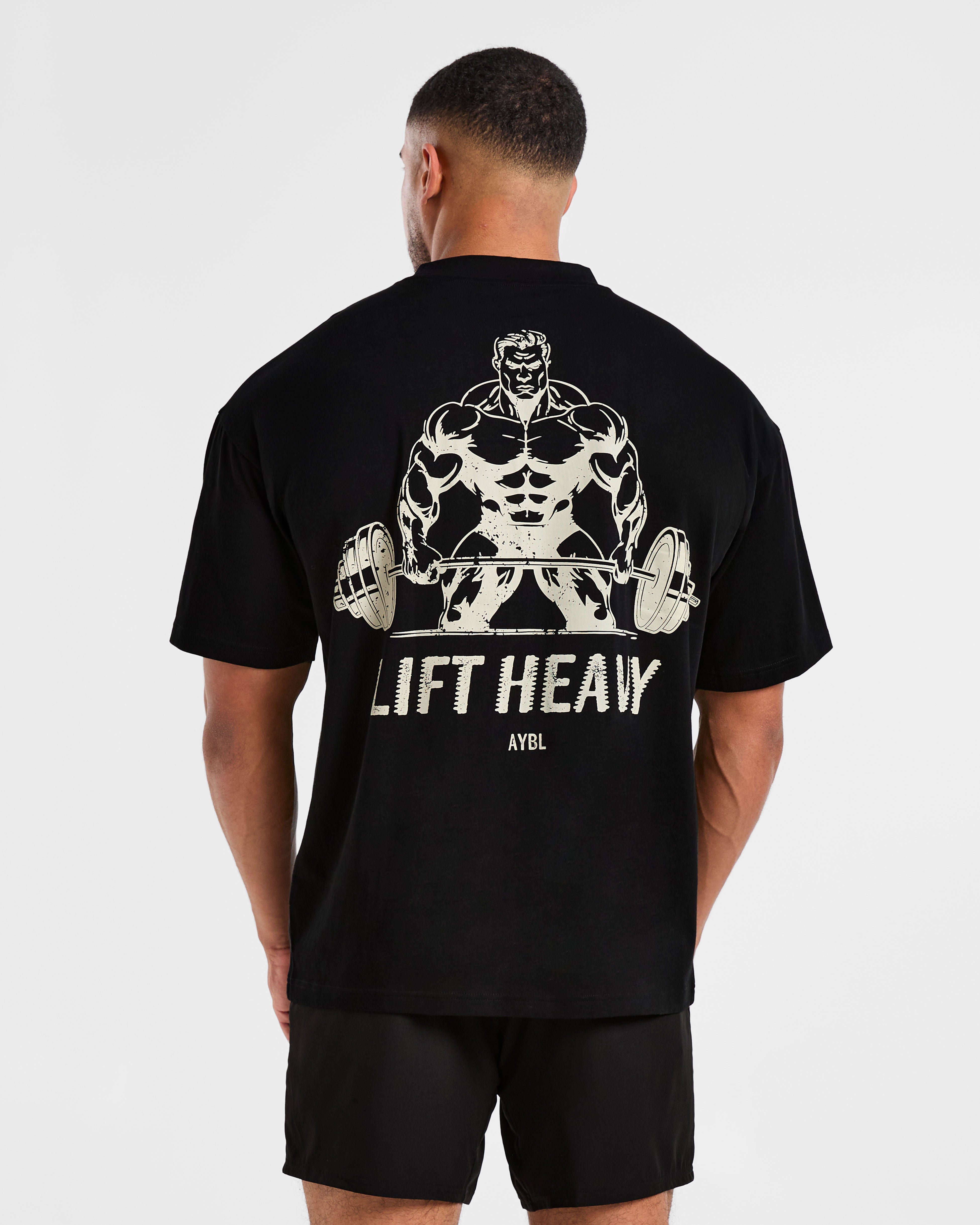 Lift Heavy Oversized T Shirt - Black/Off White
