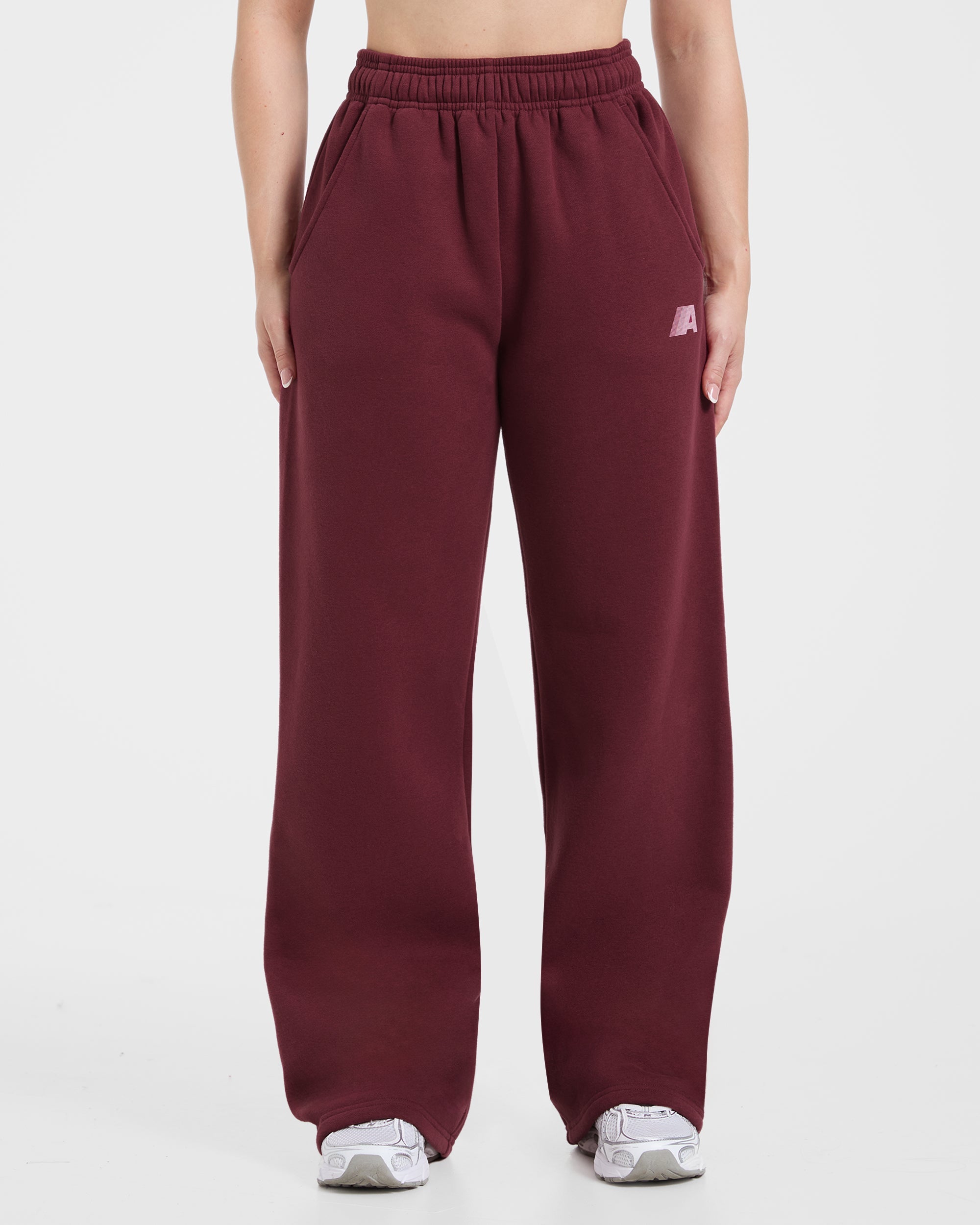 Retro Athletics Oversized Straight Leg Joggers - Deep Raspberry/Pink