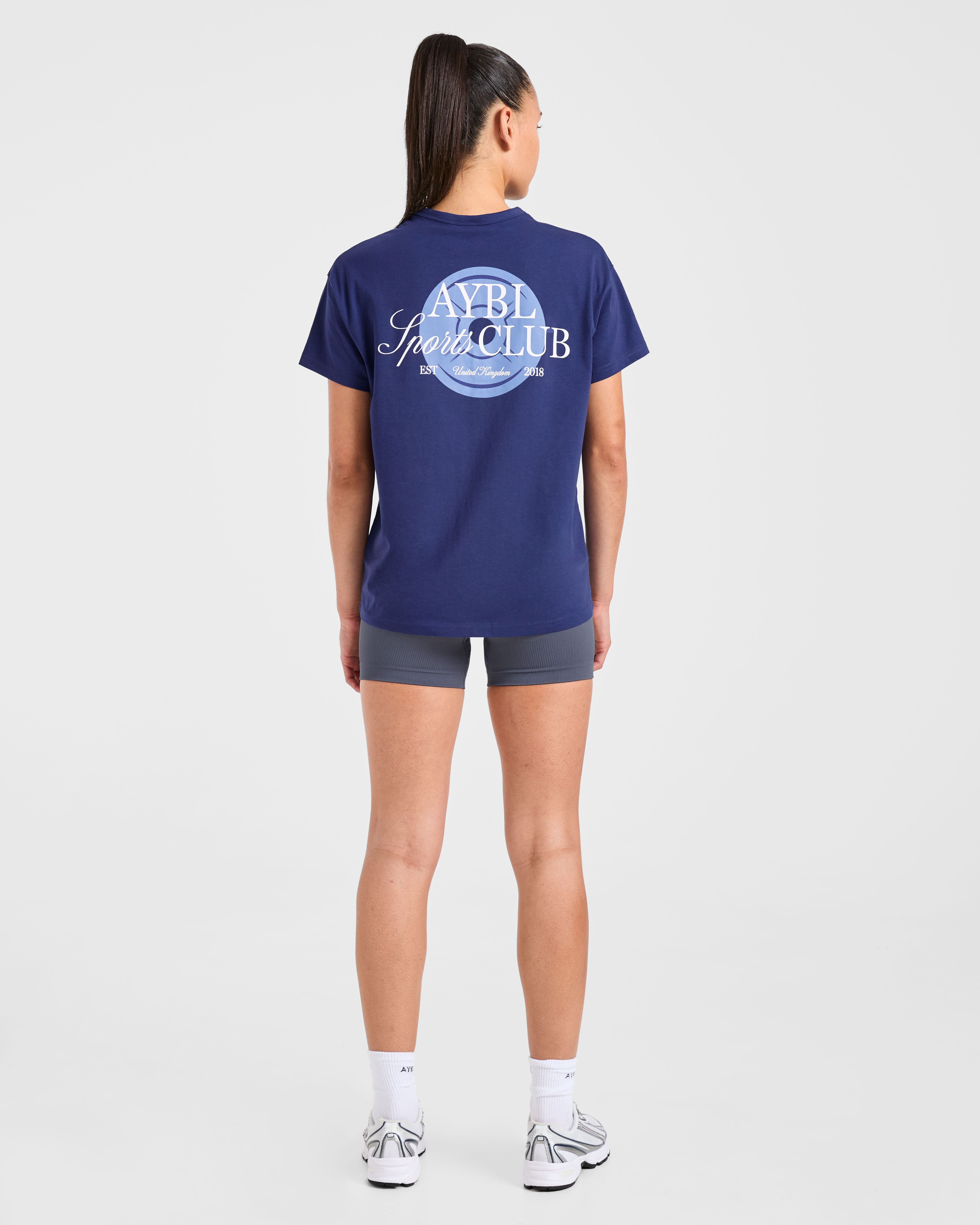 AYBL Sports Club Script Oversized T Shirt - Navy
