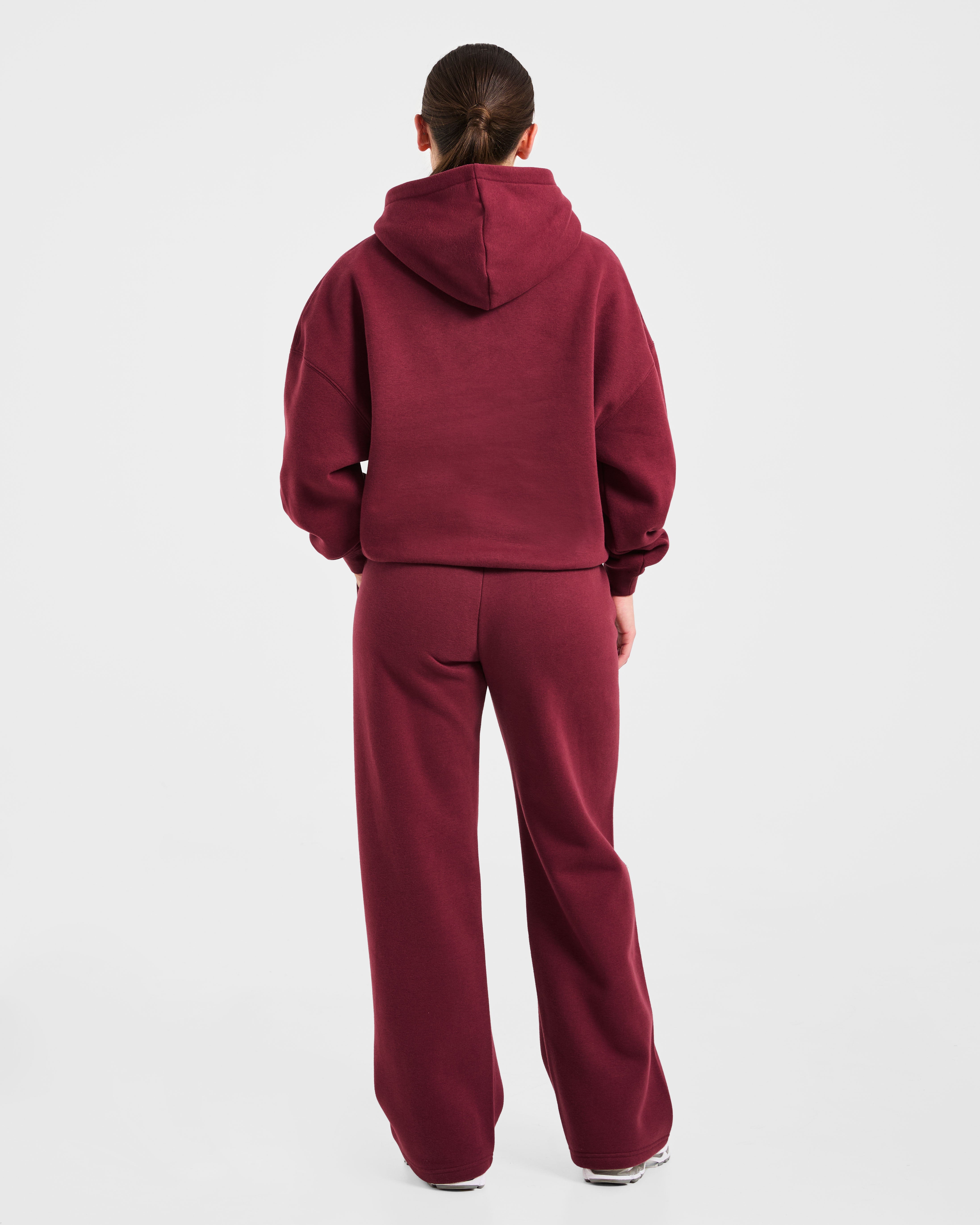 Varsity 2.0 Oversized Straight Leg Joggers - Red Wine