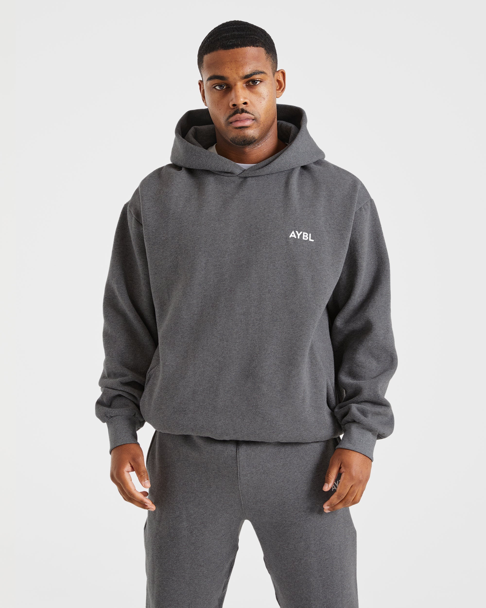 Essential Oversized Hoodie Charcoal Marl