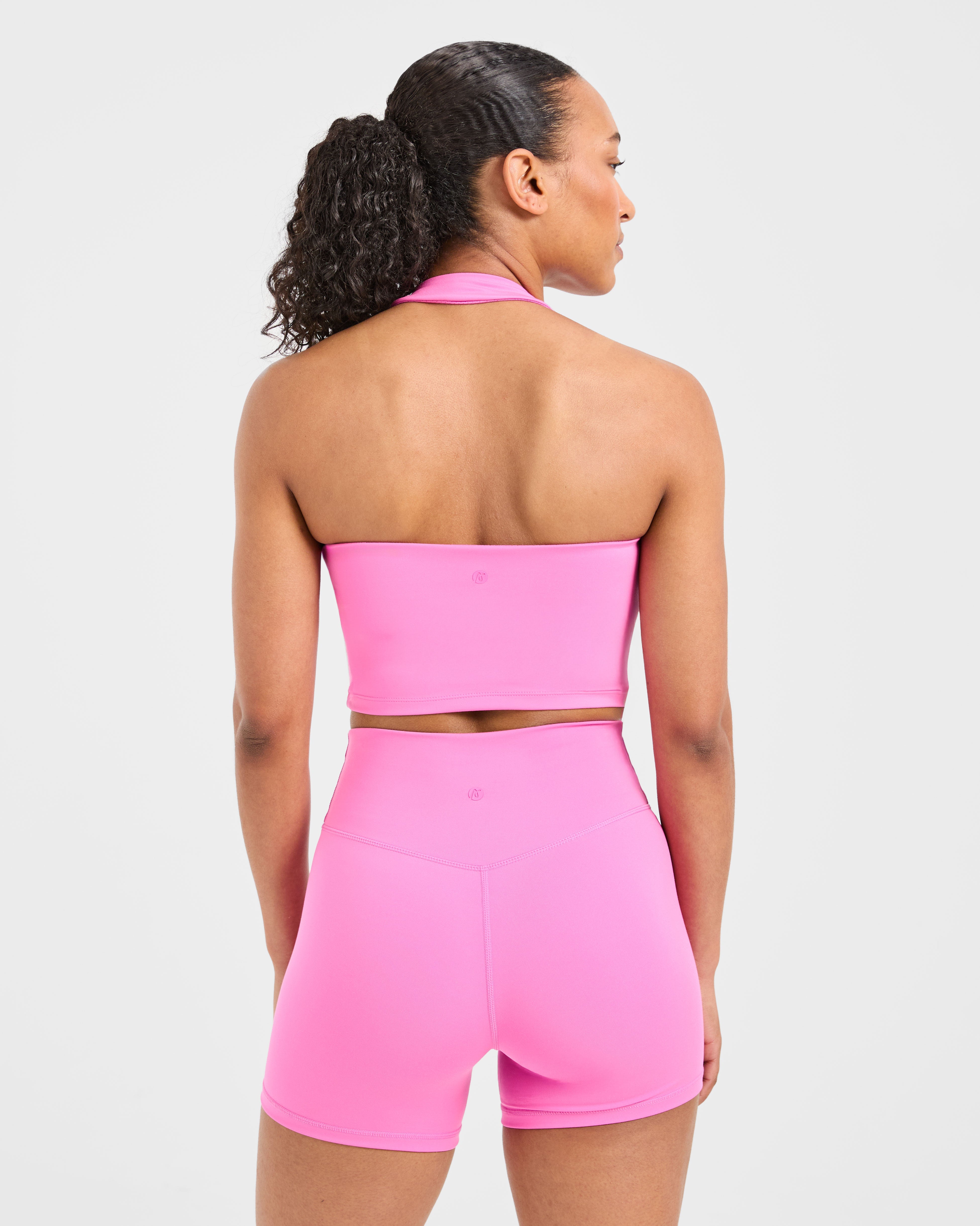 Staple Halterneck Crop Top - Summer Pink