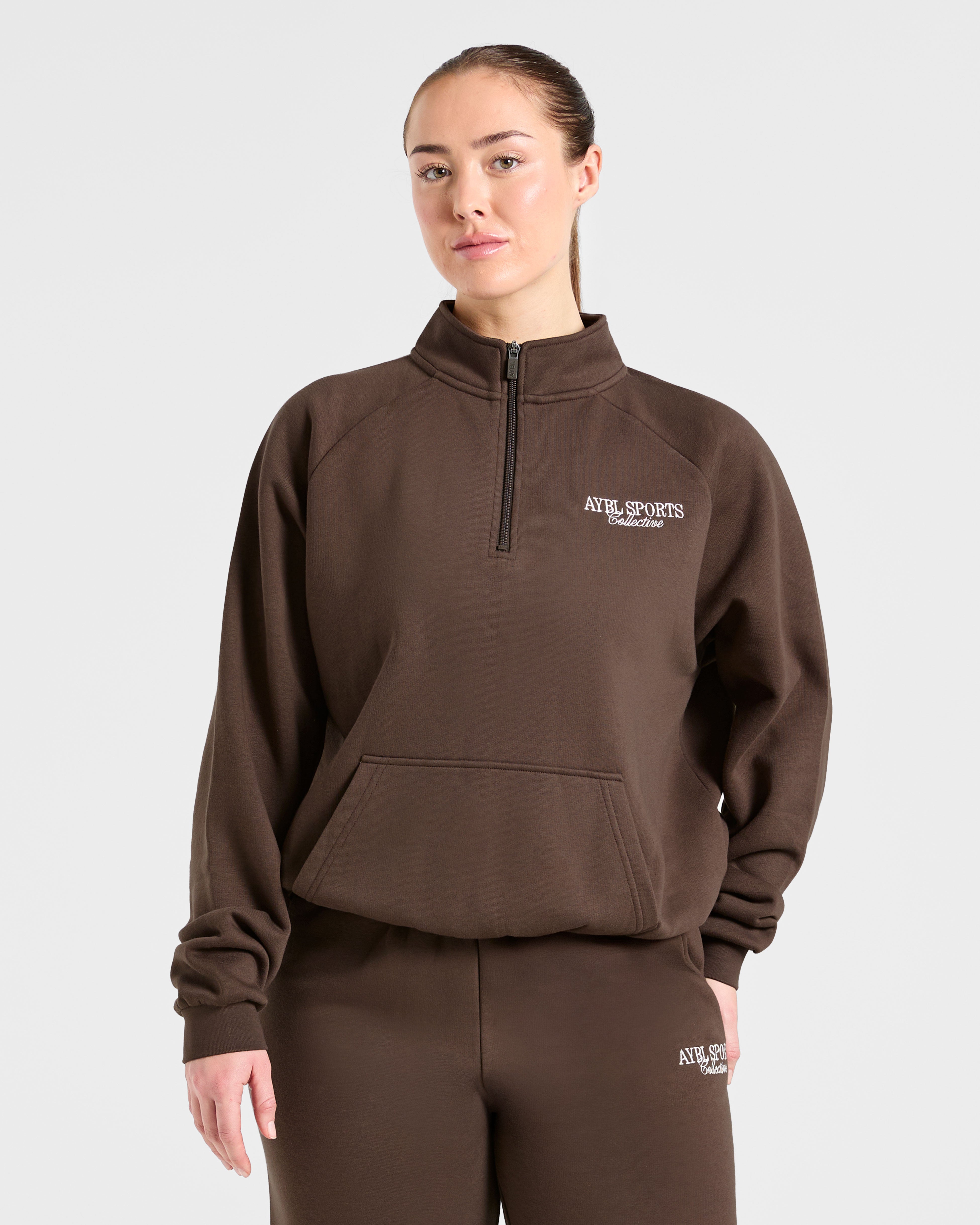 Sports Collective Oversized 1/4 Zip Pullover - Brown