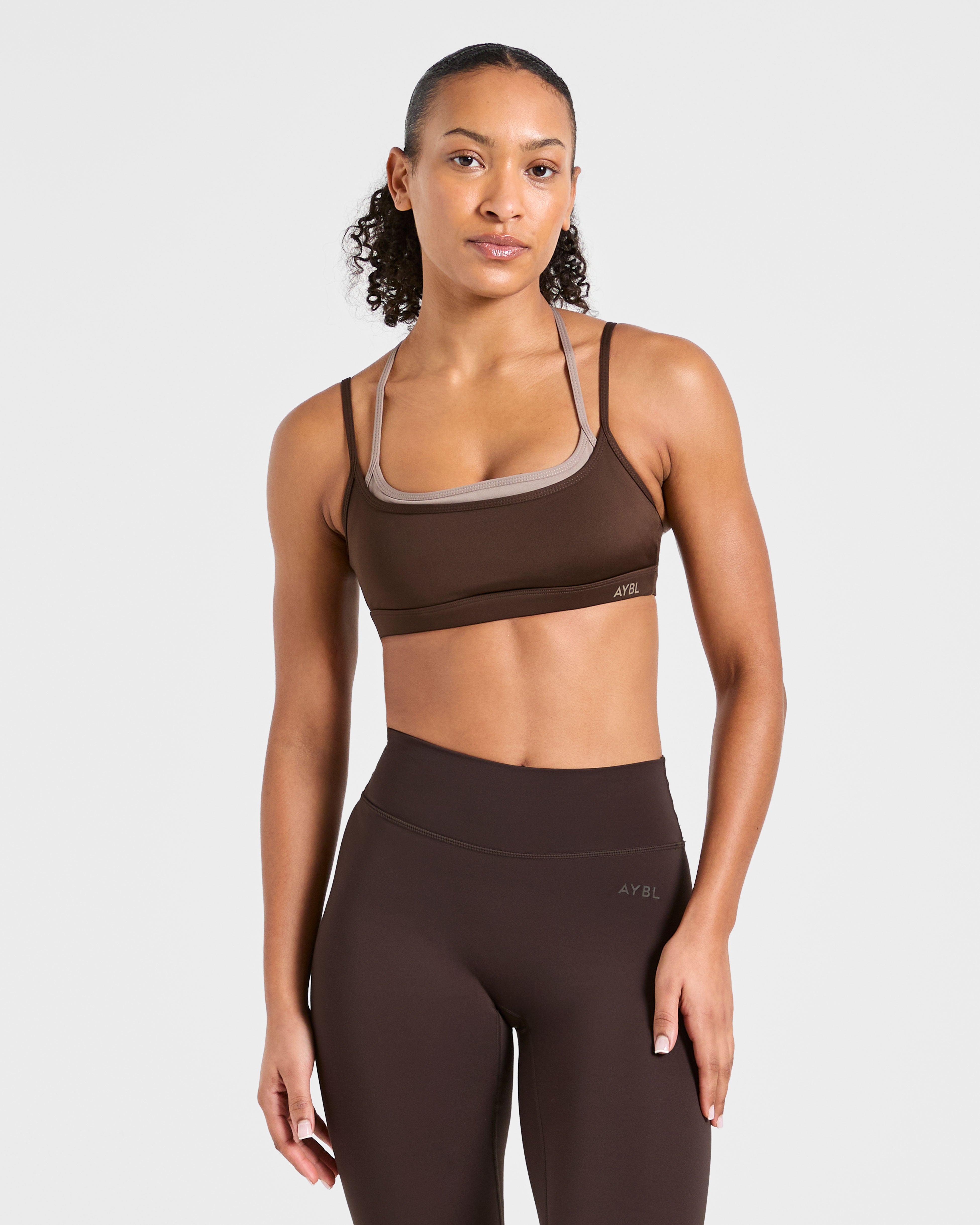 Essential Double Layer Sports Bra - Brown