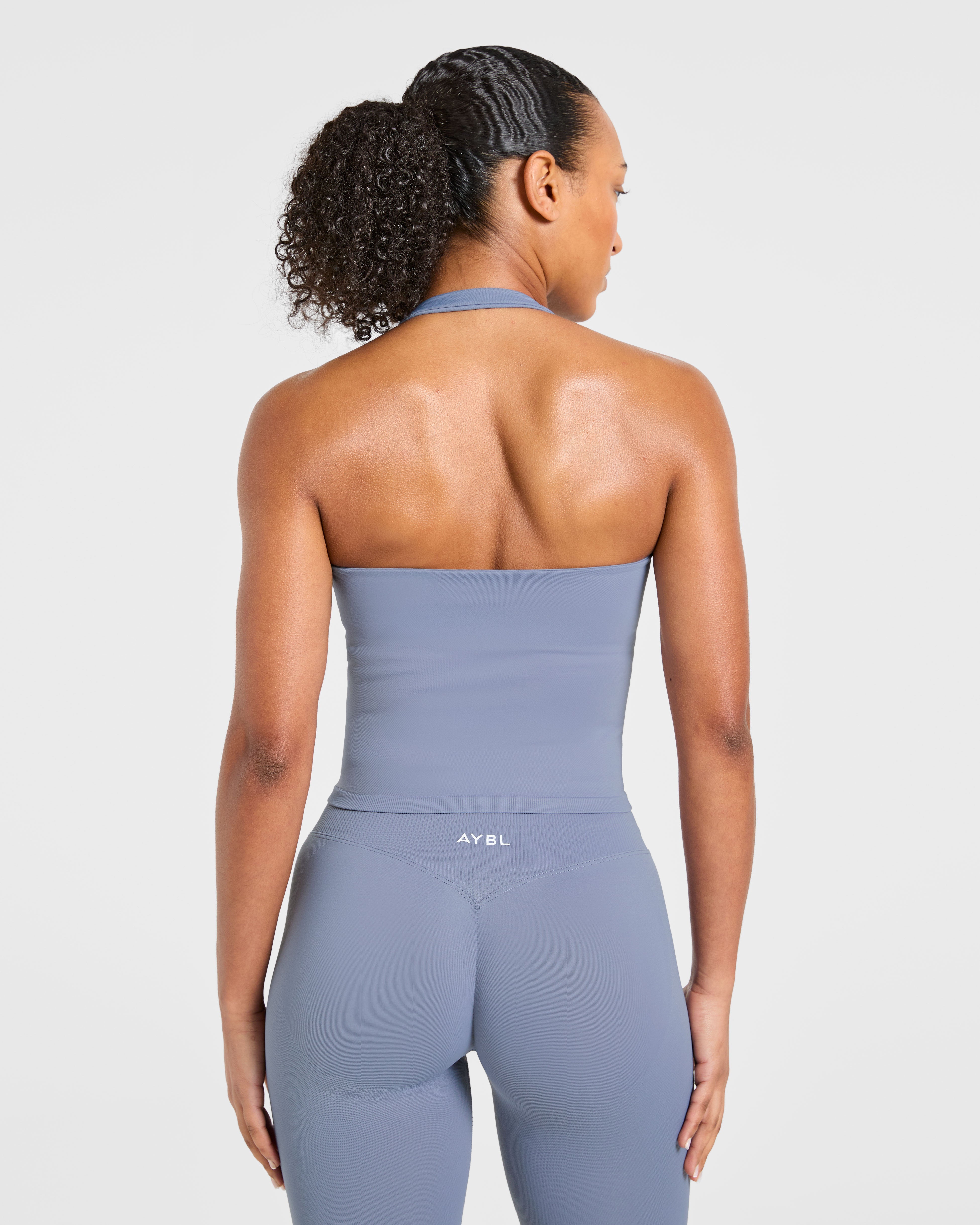 Enhance Seamless Halterneck Top - Slate Blue