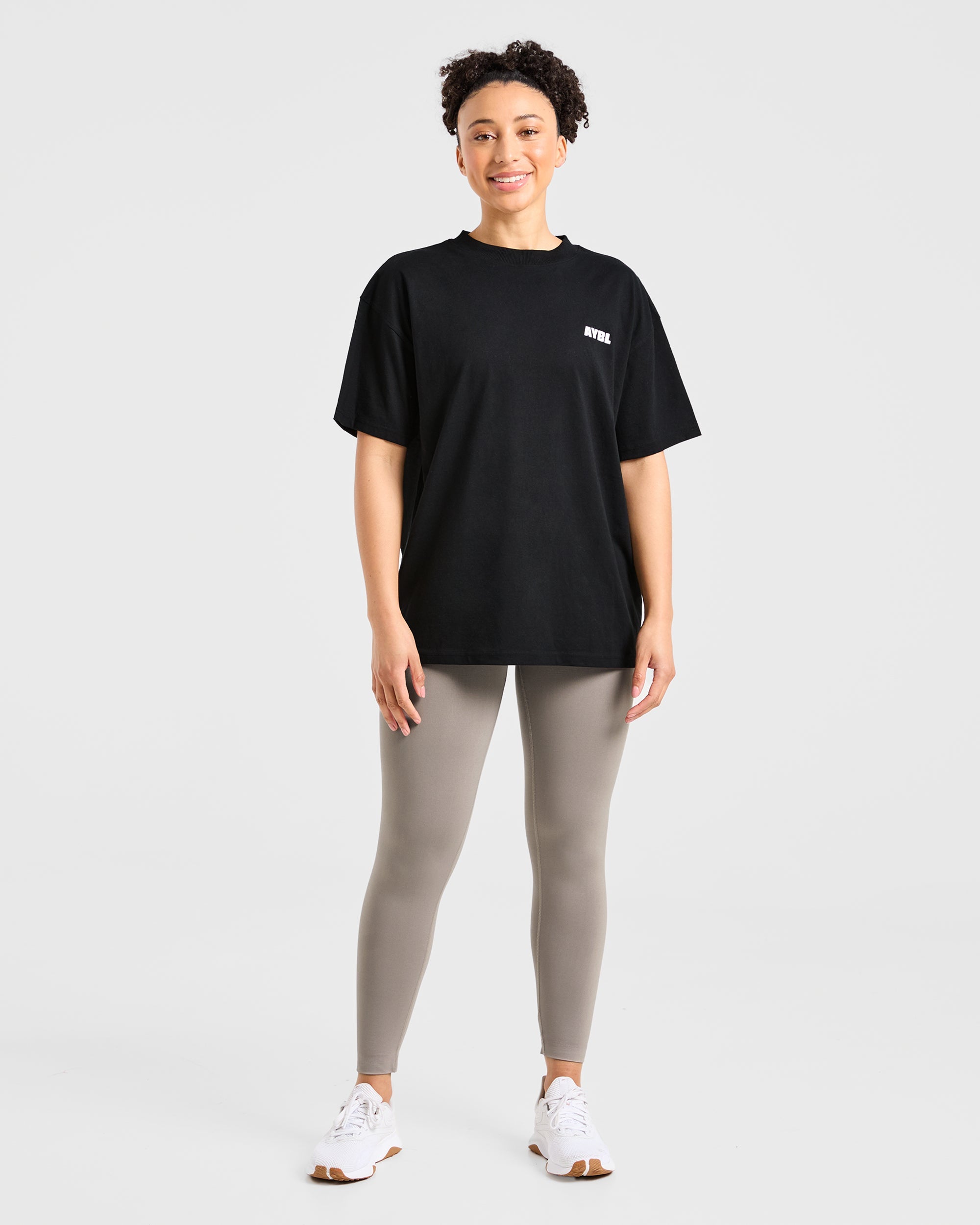 Focused Wavy Oversized T Shirt  - Black