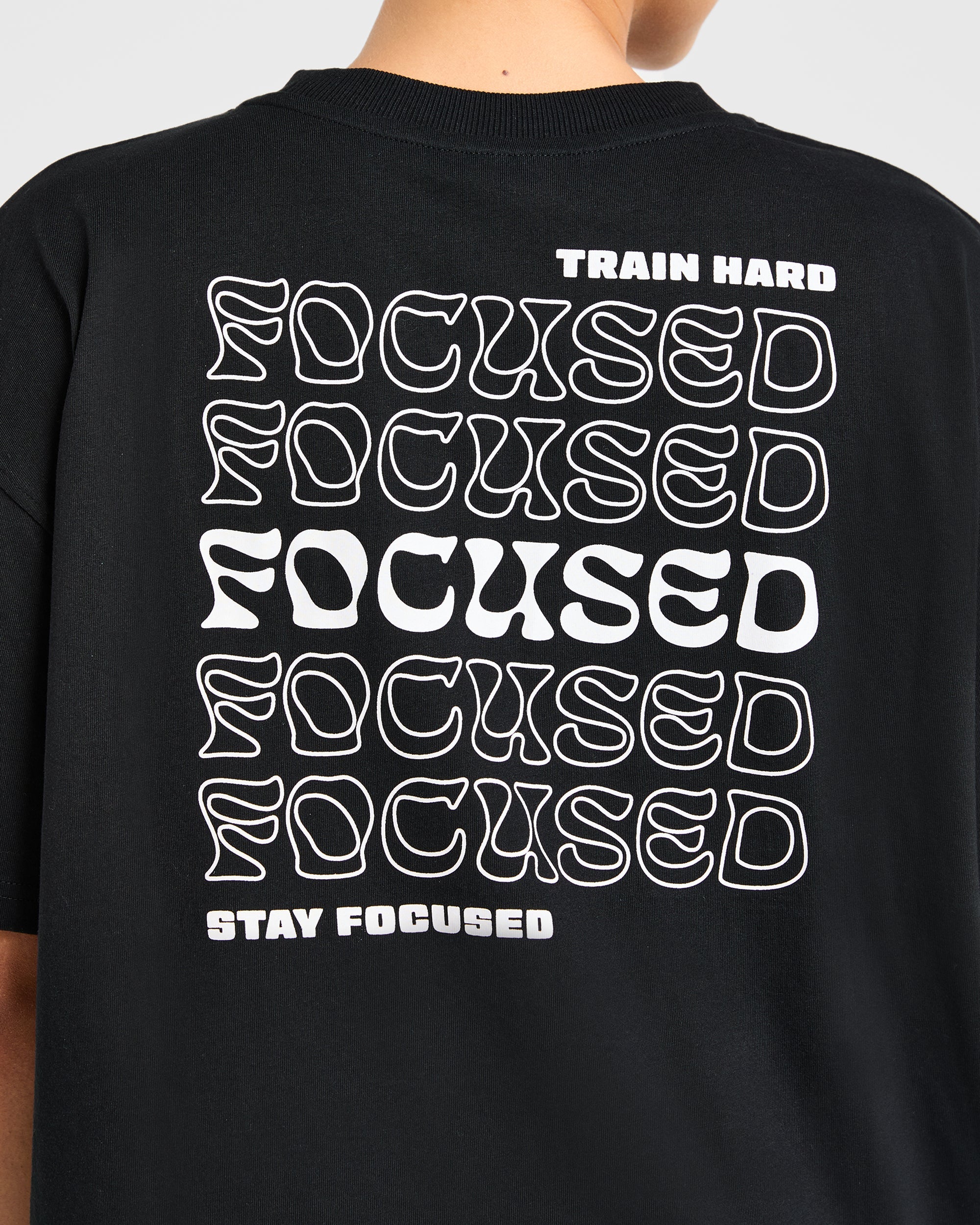 Focused Wavy Oversized T Shirt  - Black