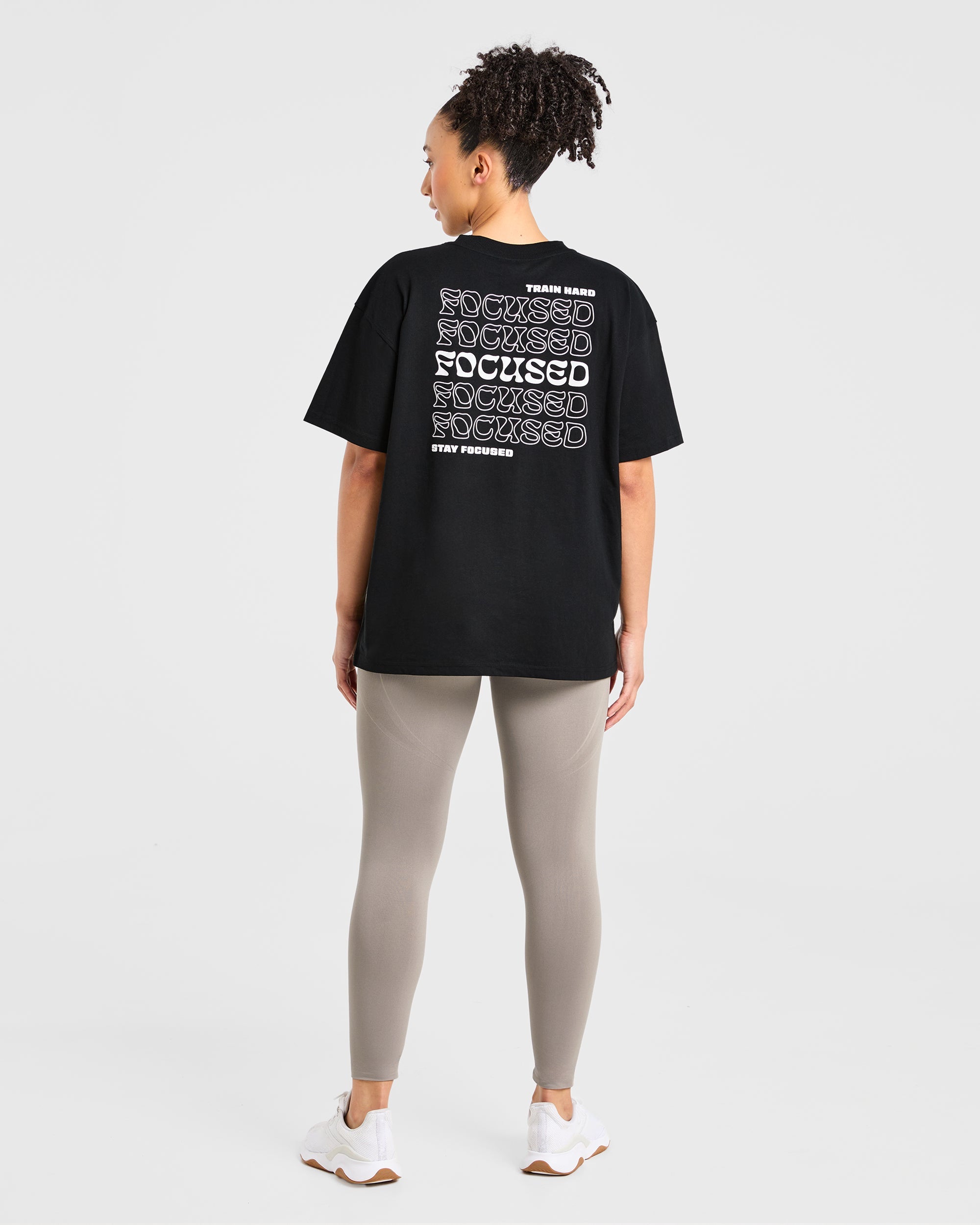 Focused Wavy Oversized T Shirt  - Black