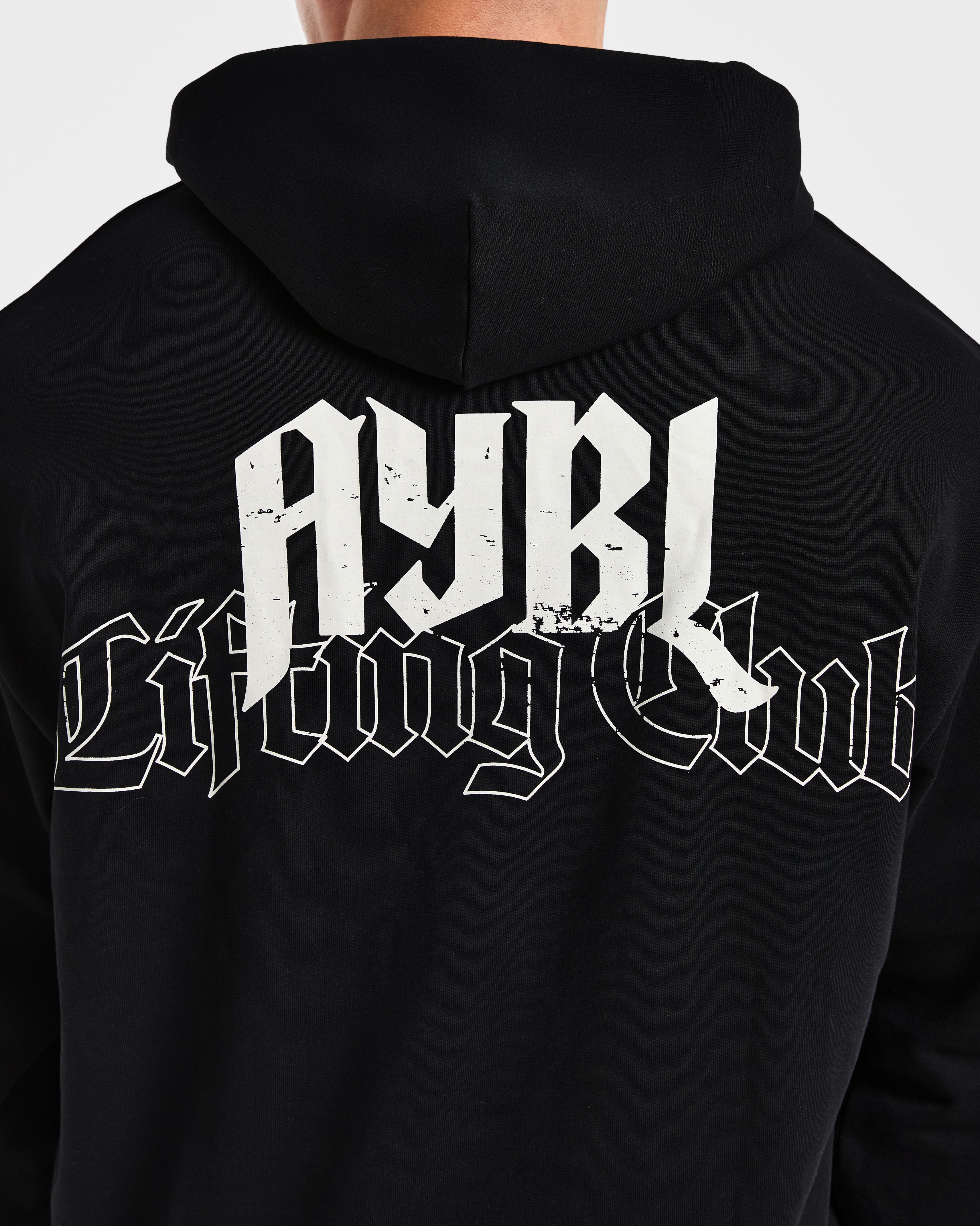 Lifting Club Gothic Oversized Hoodie - Black/Off White