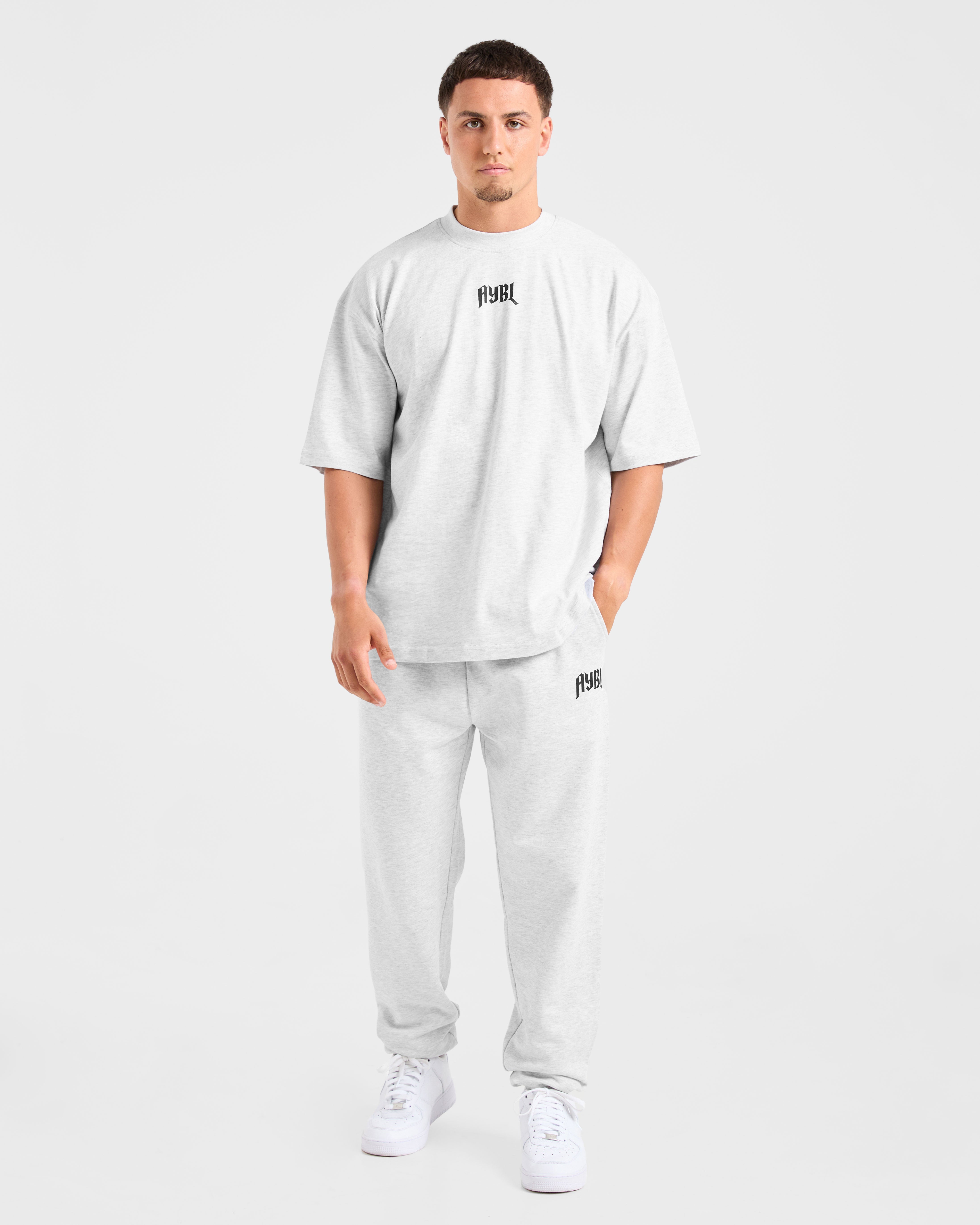 Lifting Club Gothic Oversized T Shirt - Grey Marl
