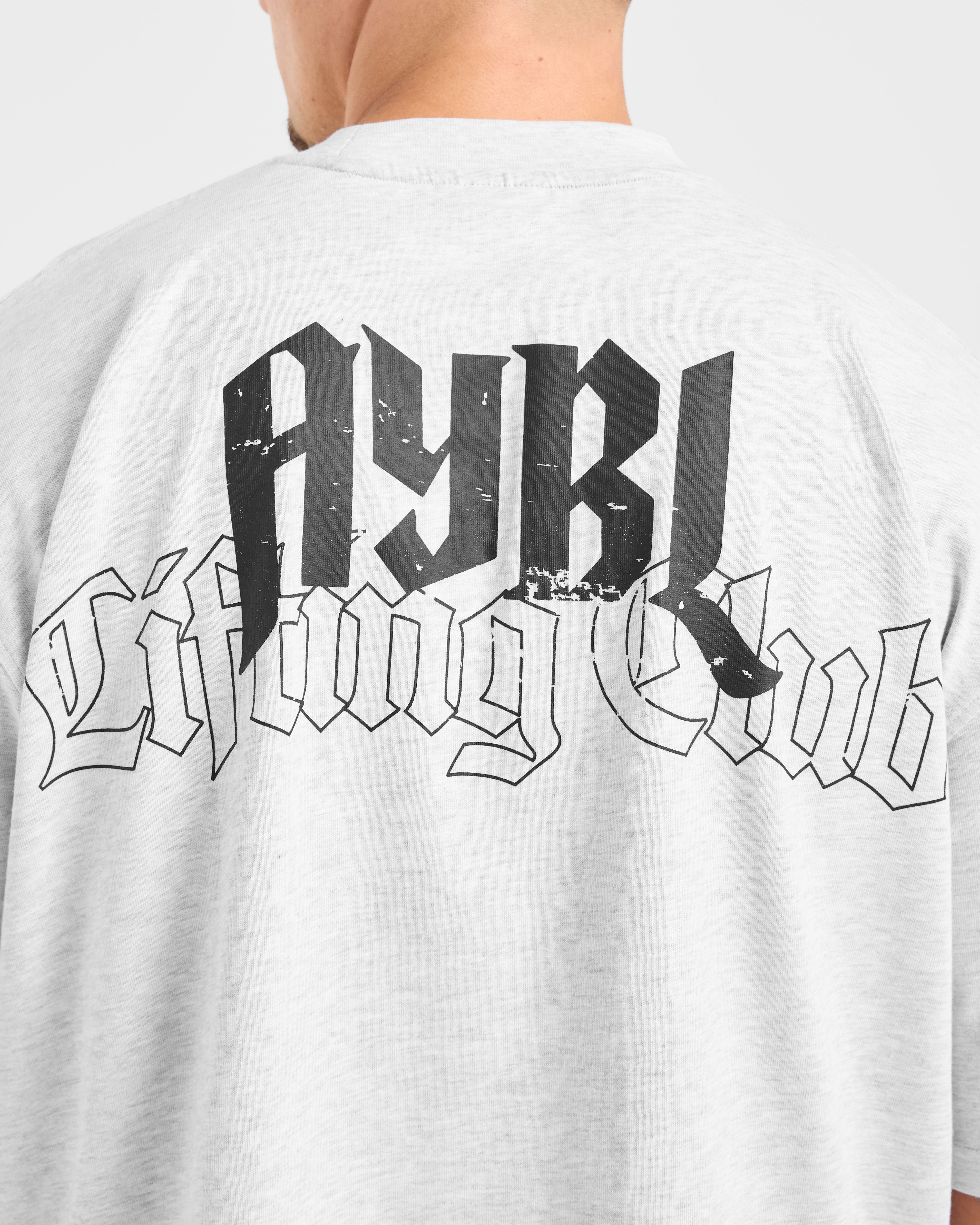 Lifting Club Gothic Oversized T Shirt - Grey Marl