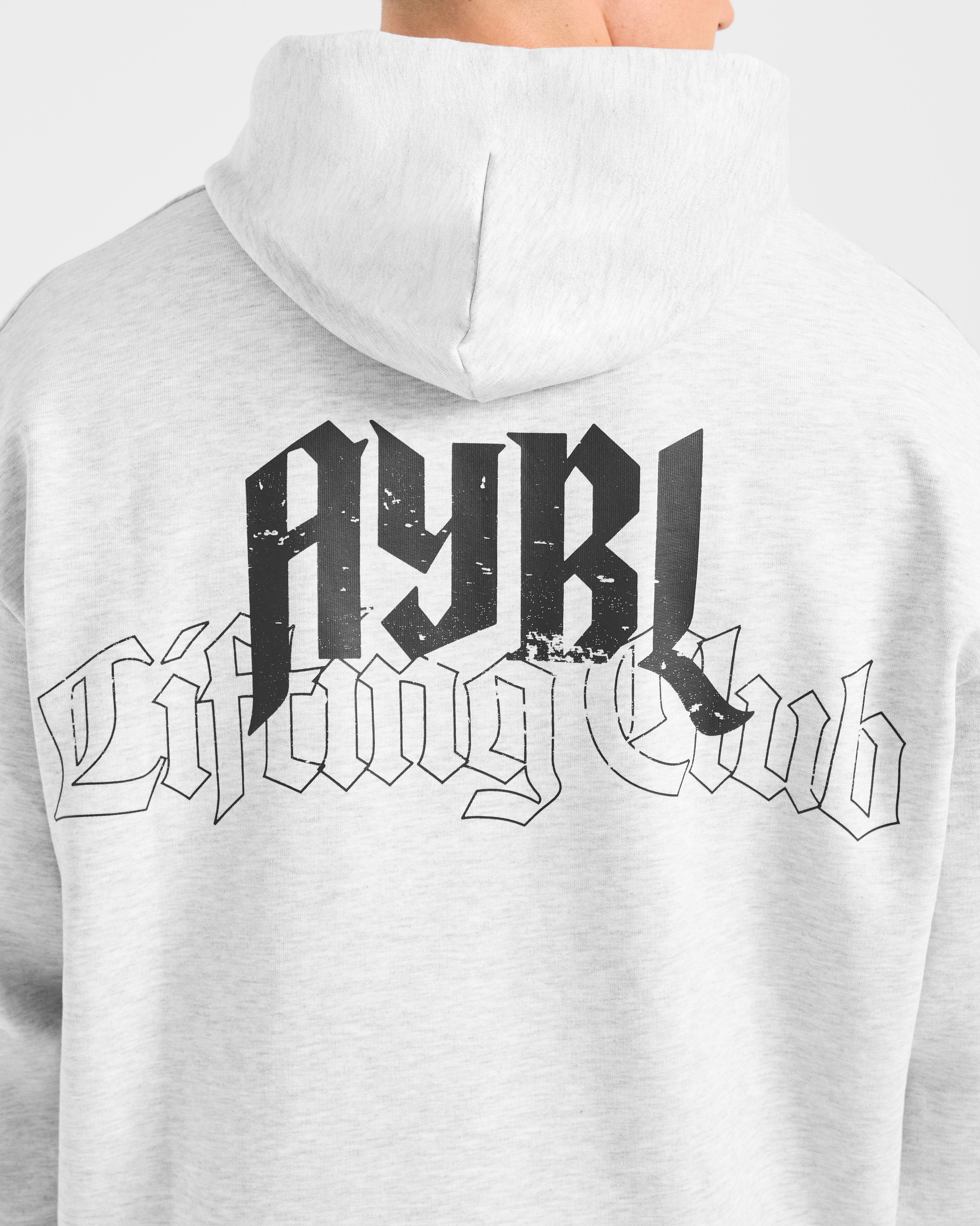 Lifting Club Gothic Oversized Hoodie - Grey Marl