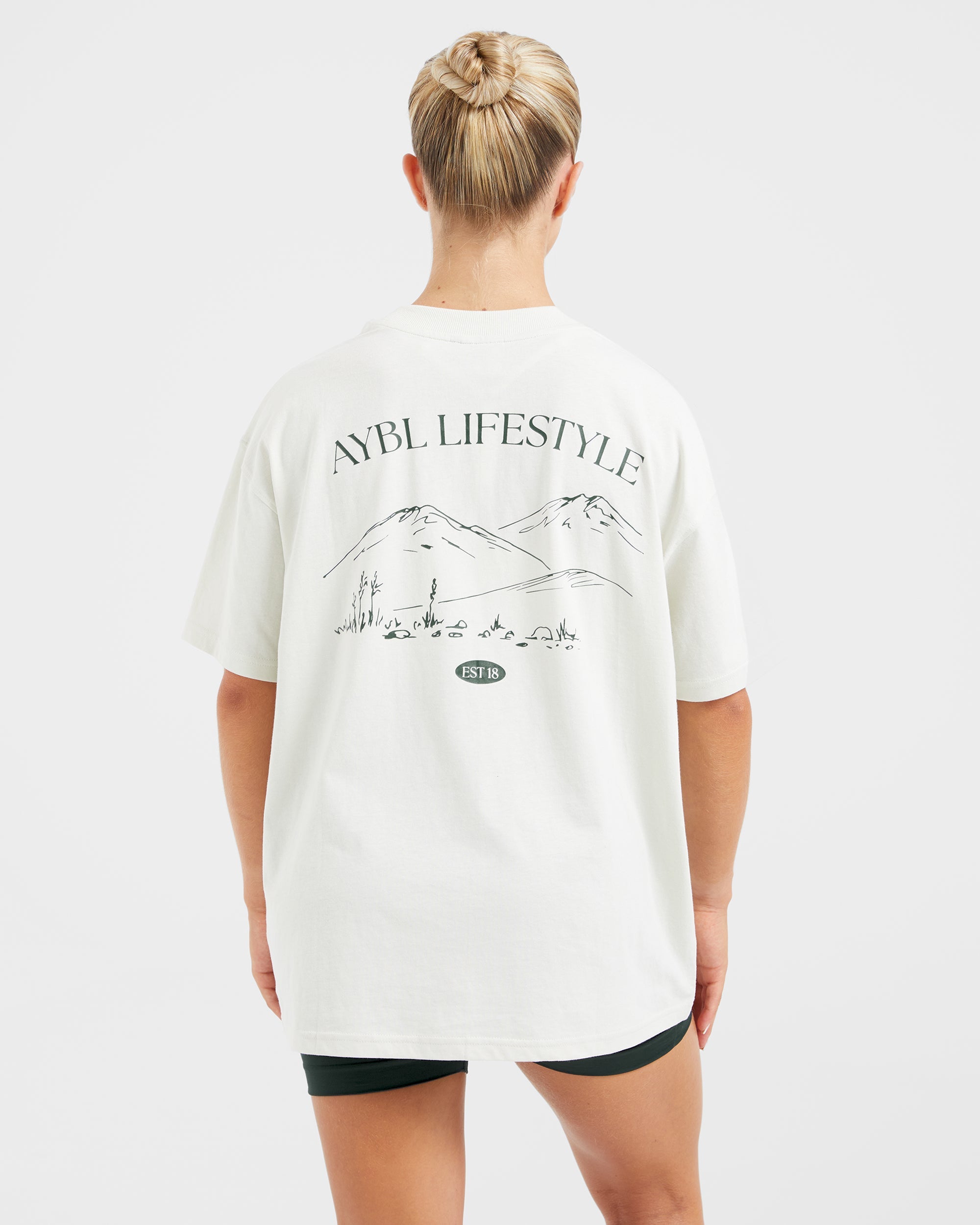 AYBL Lifestyle Oversized T Shirt Off White/Forest