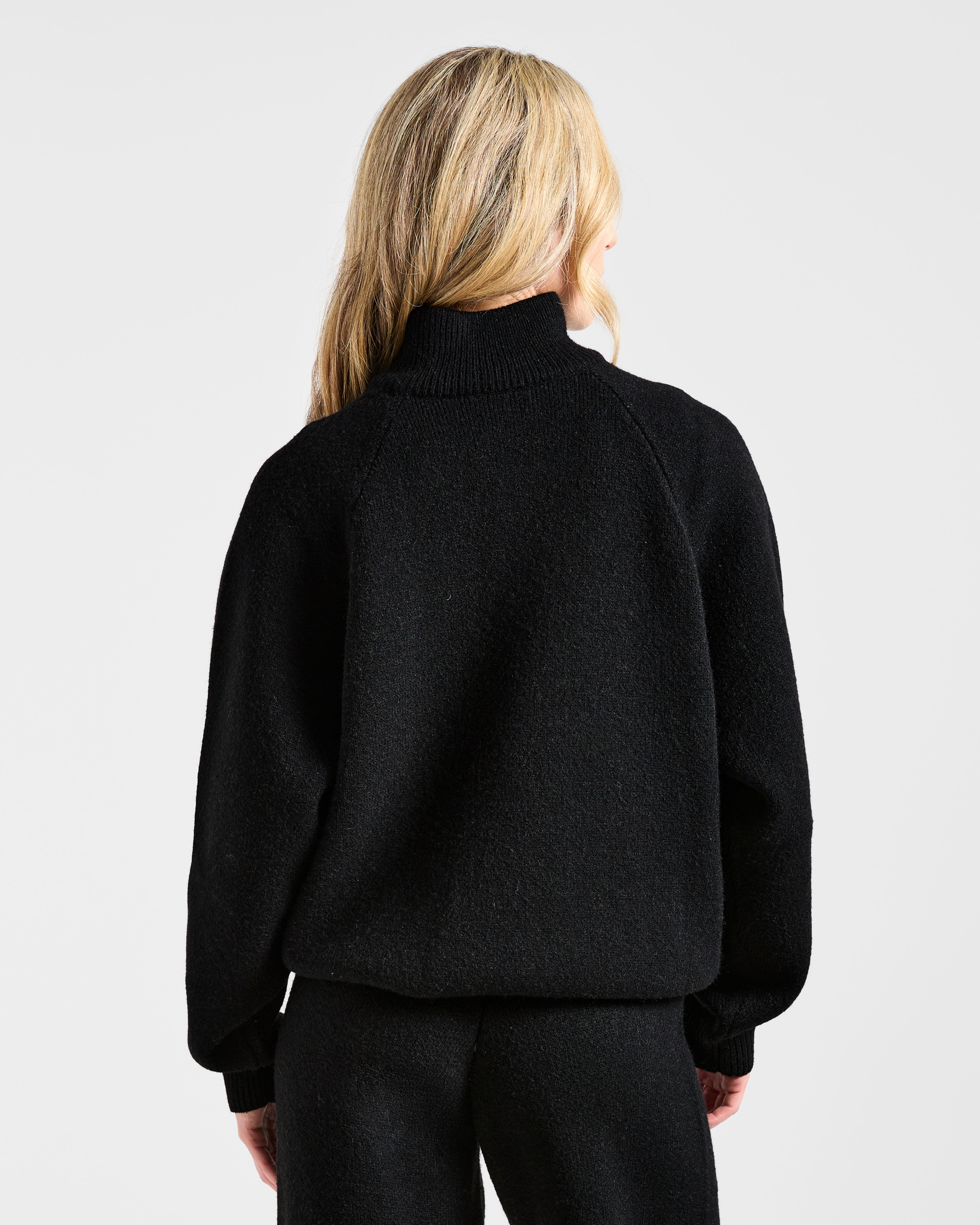 Soft Oversized Knitted 1/4 Zip - Black