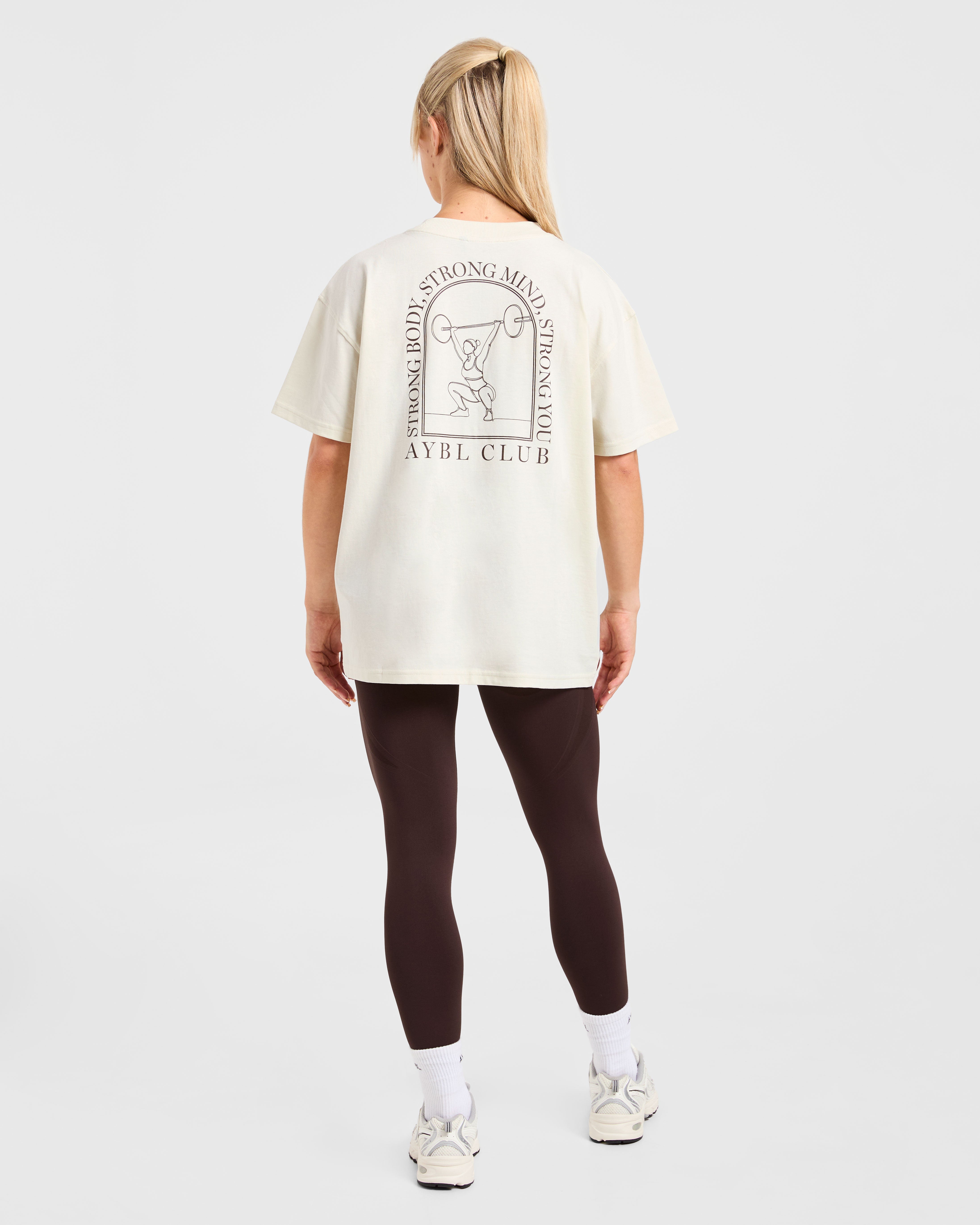 Body, Mind, You Oversized T Shirt - Beige/Brown