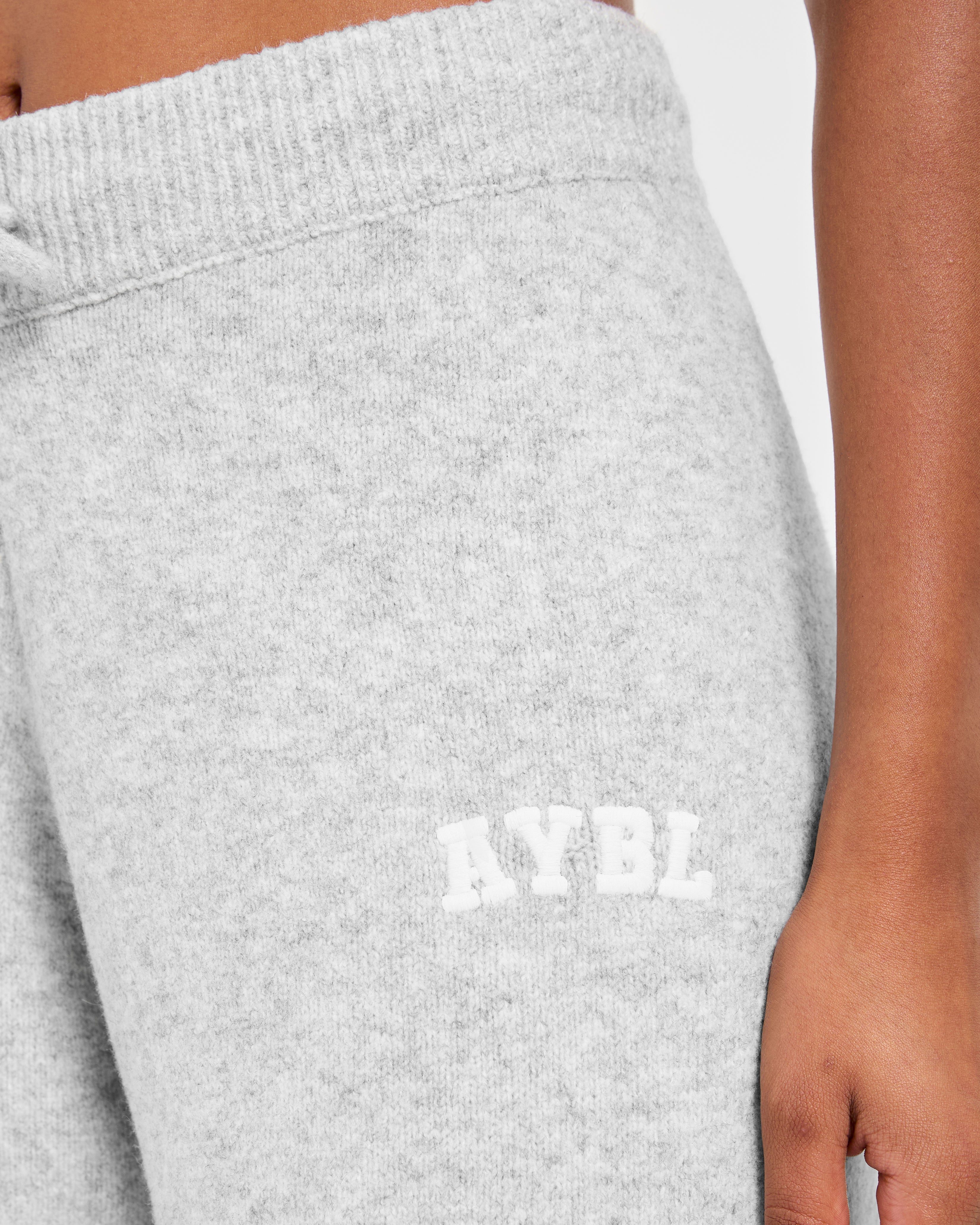 Varsity Oversized Knitted Joggers - Grey Marl