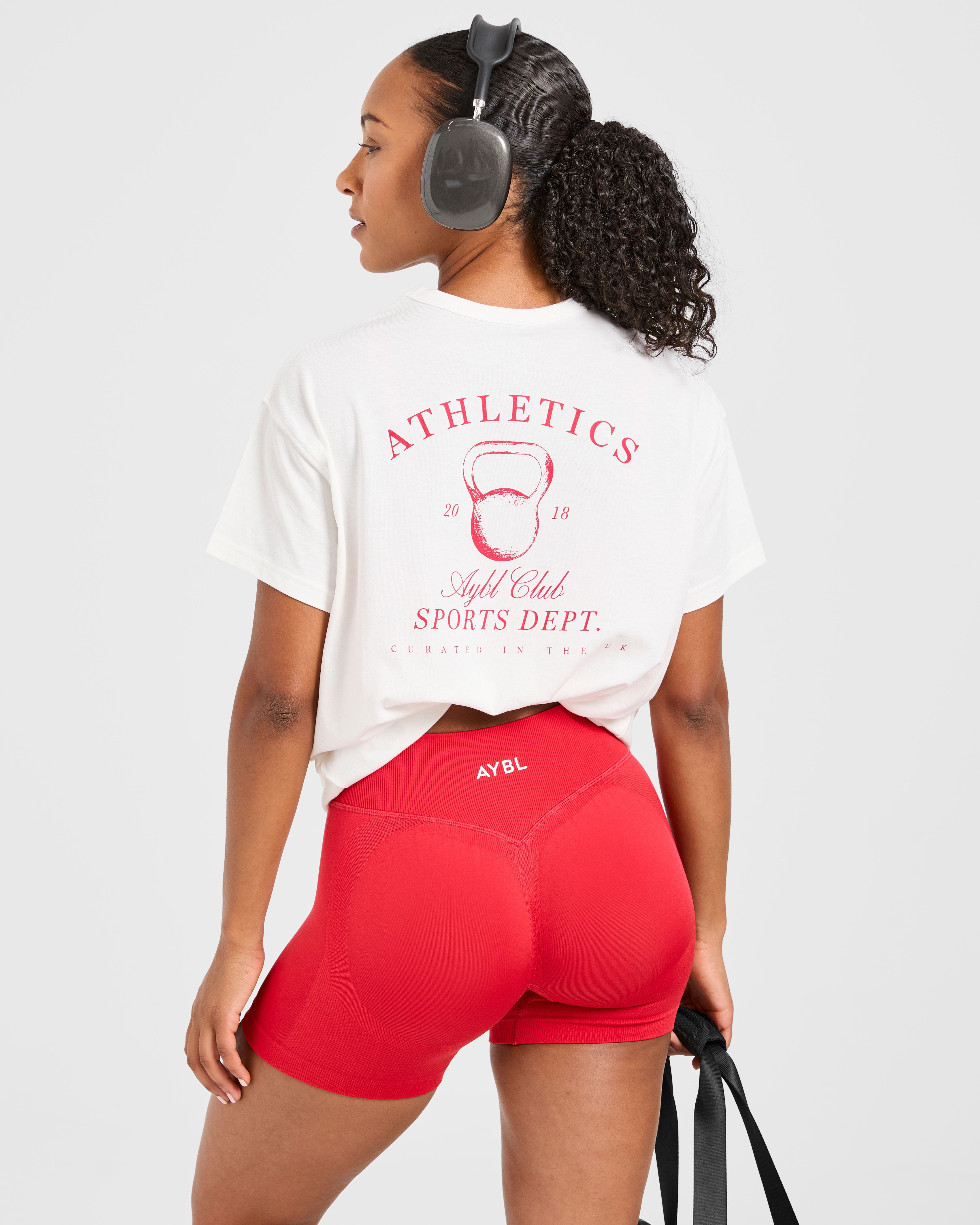 Athletics Sport Dept Oversized T Shirt - White/Red