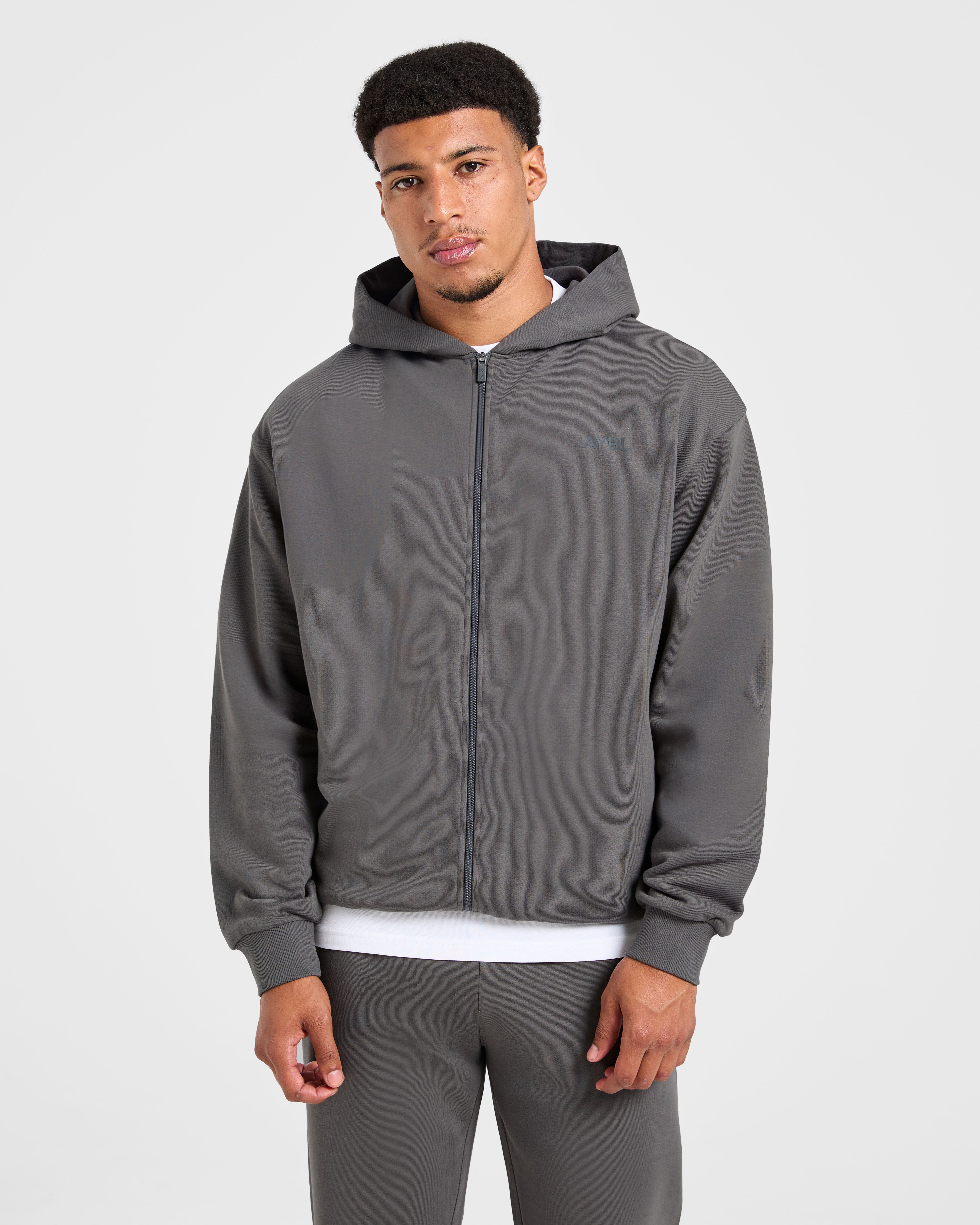 Craft Oversized Zip Up Hoodie - Charcoal