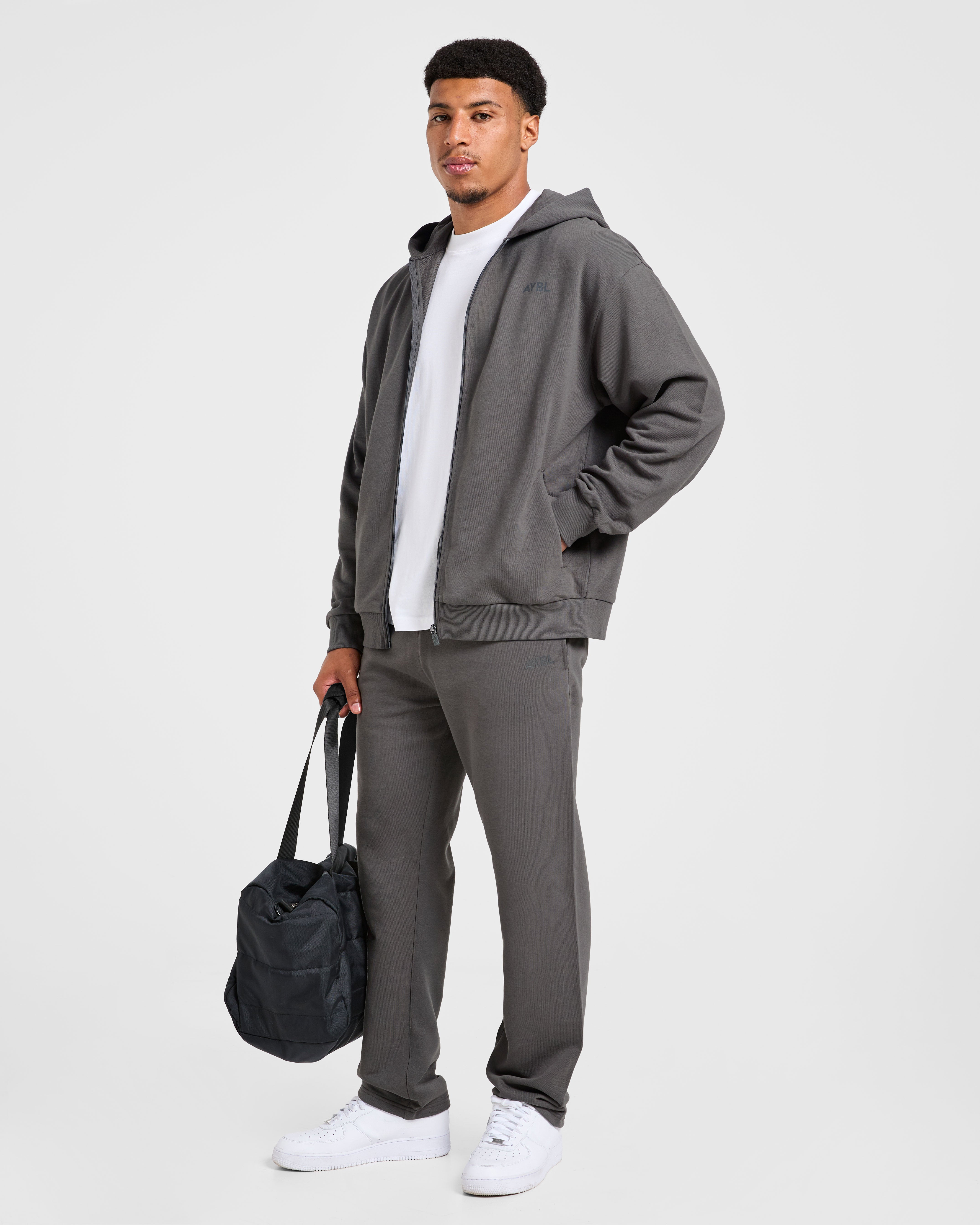 Craft Oversized Zip Up Hoodie - Charcoal