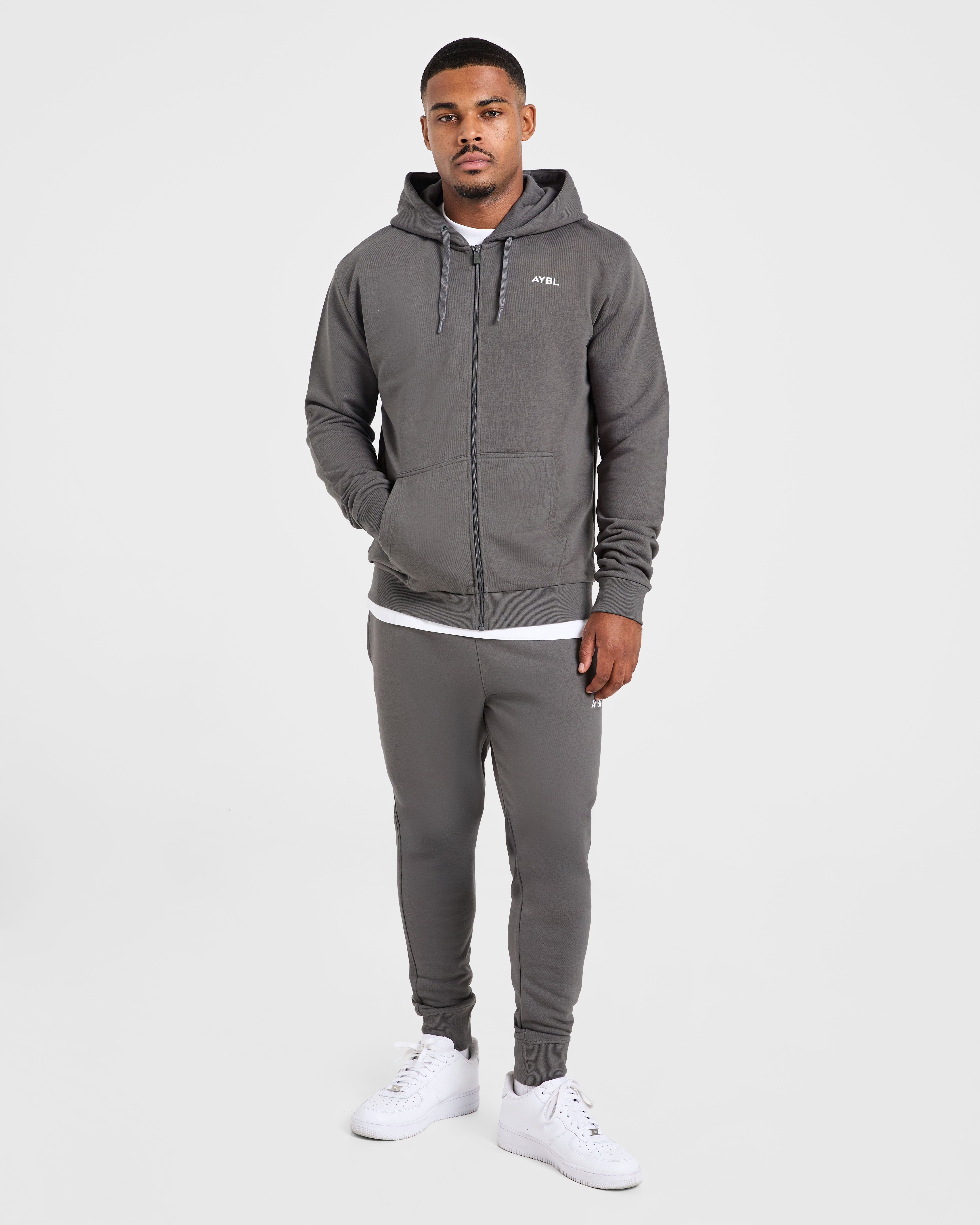 Essential Lightweight Zip Up Hoodie - Charcoal