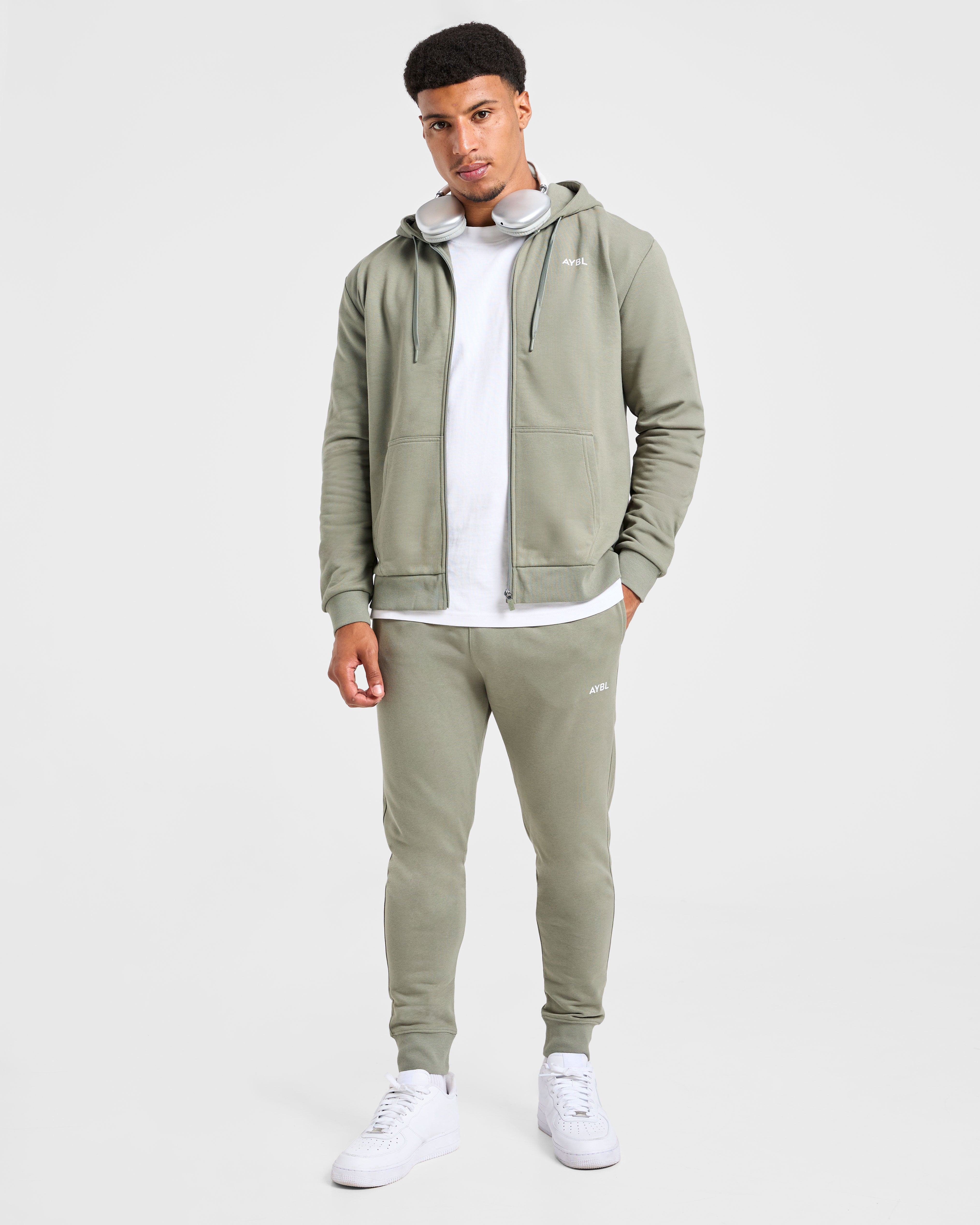 Essential Lightweight Zip Up Hoodie - Washed Sage