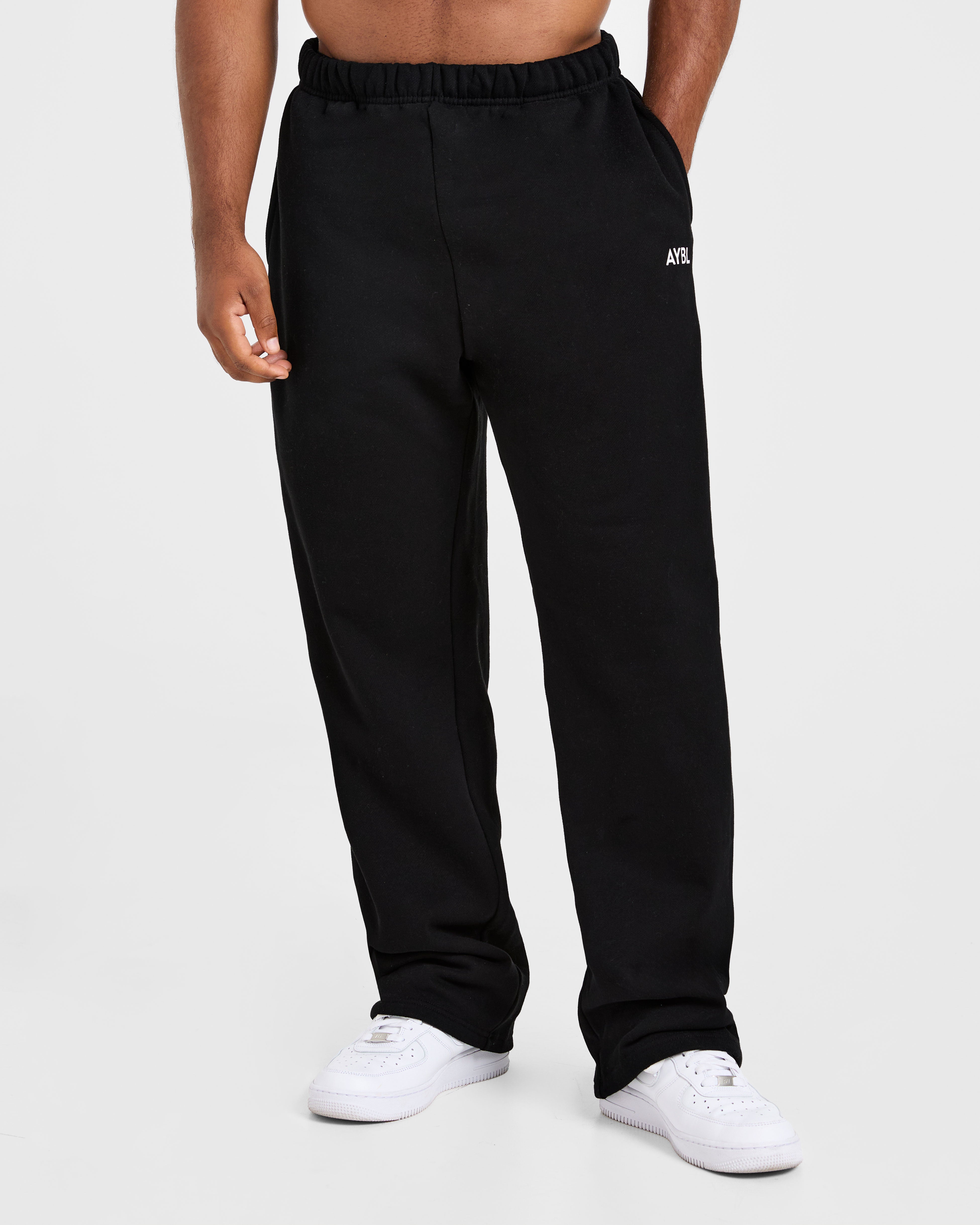 Essential Oversized Straight Leg Joggers - Black