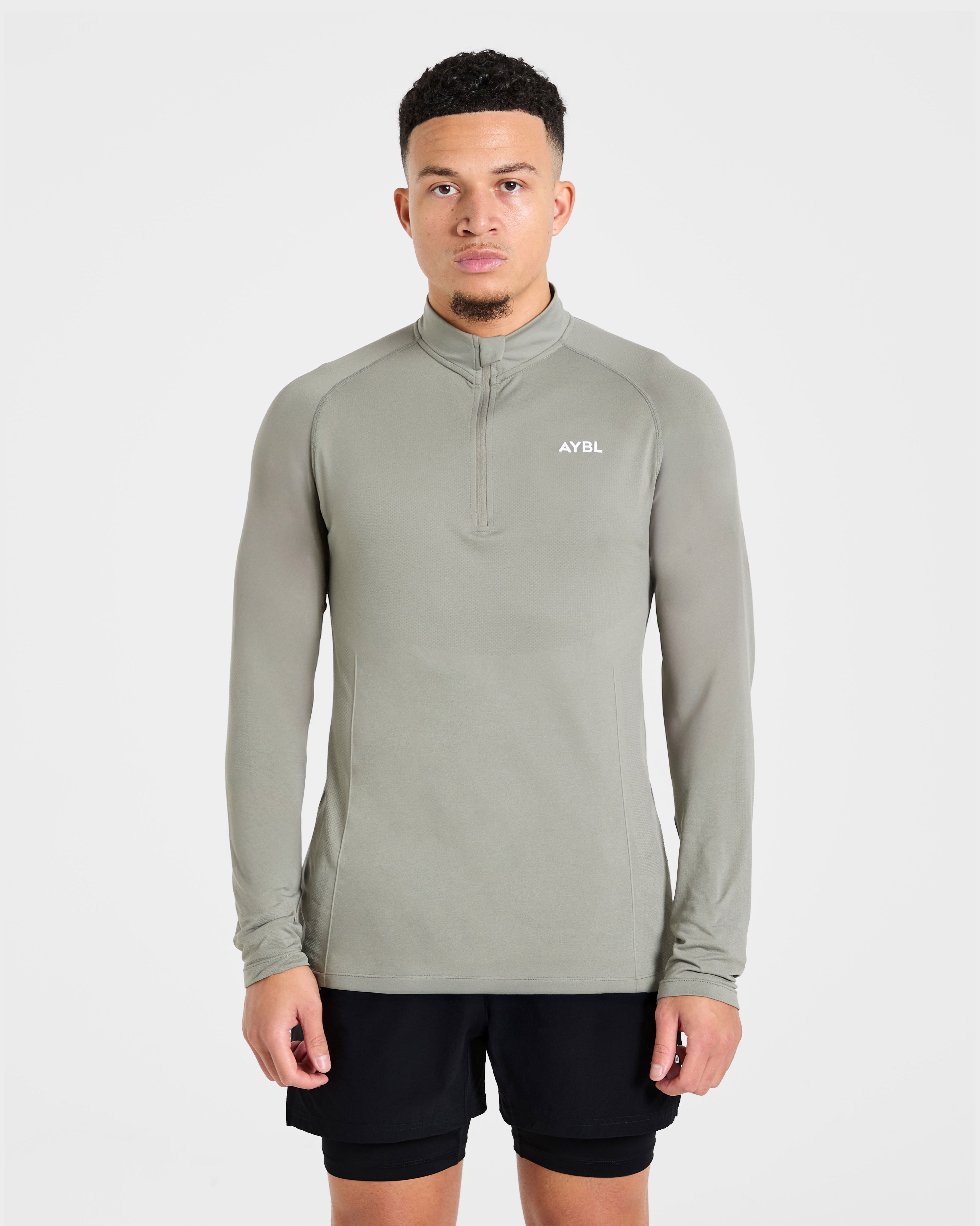 Essential Seamless 1/4 Zip Pullover - Olive