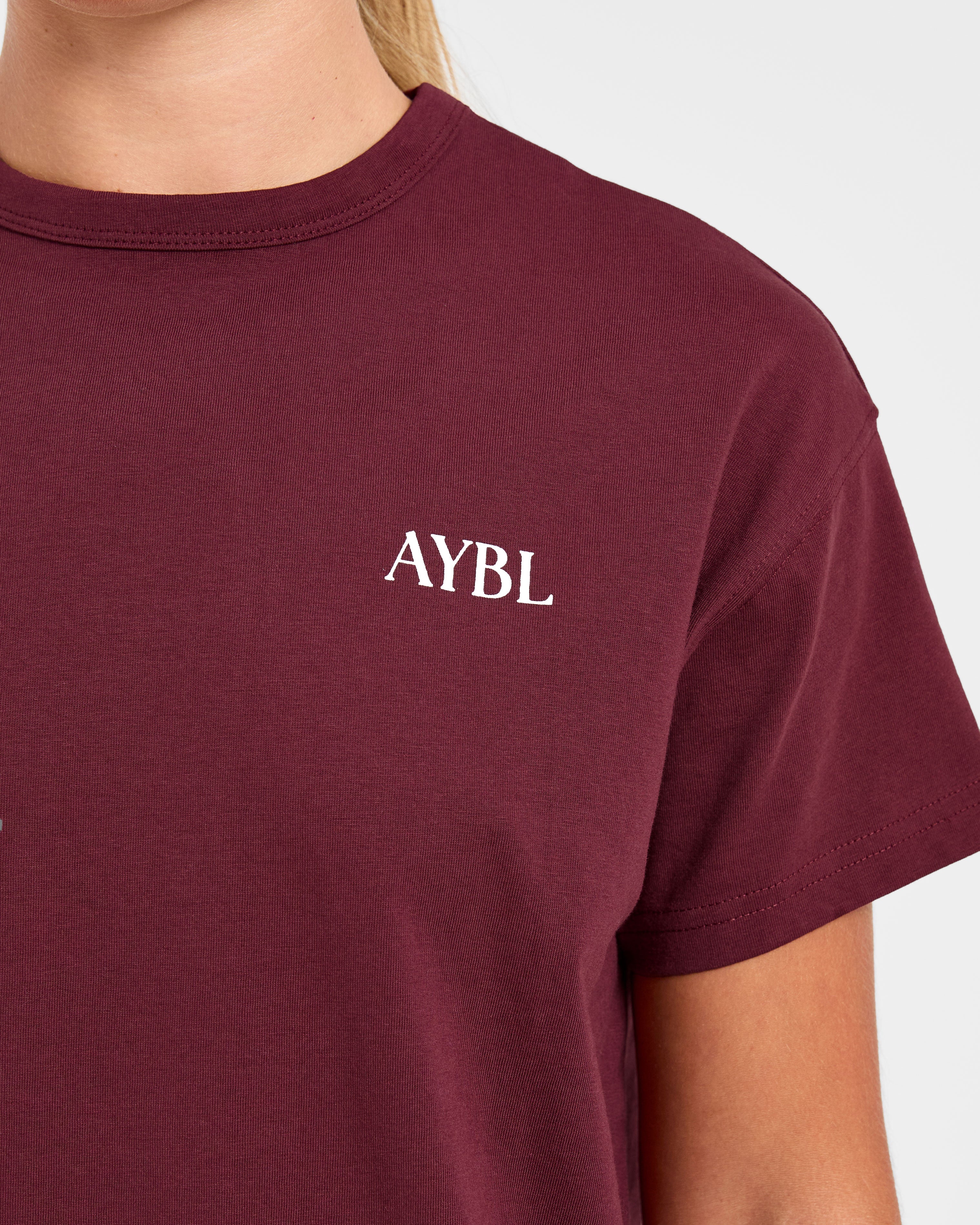 Athletics Club Oversized T Shirt - Red Wine/Pink