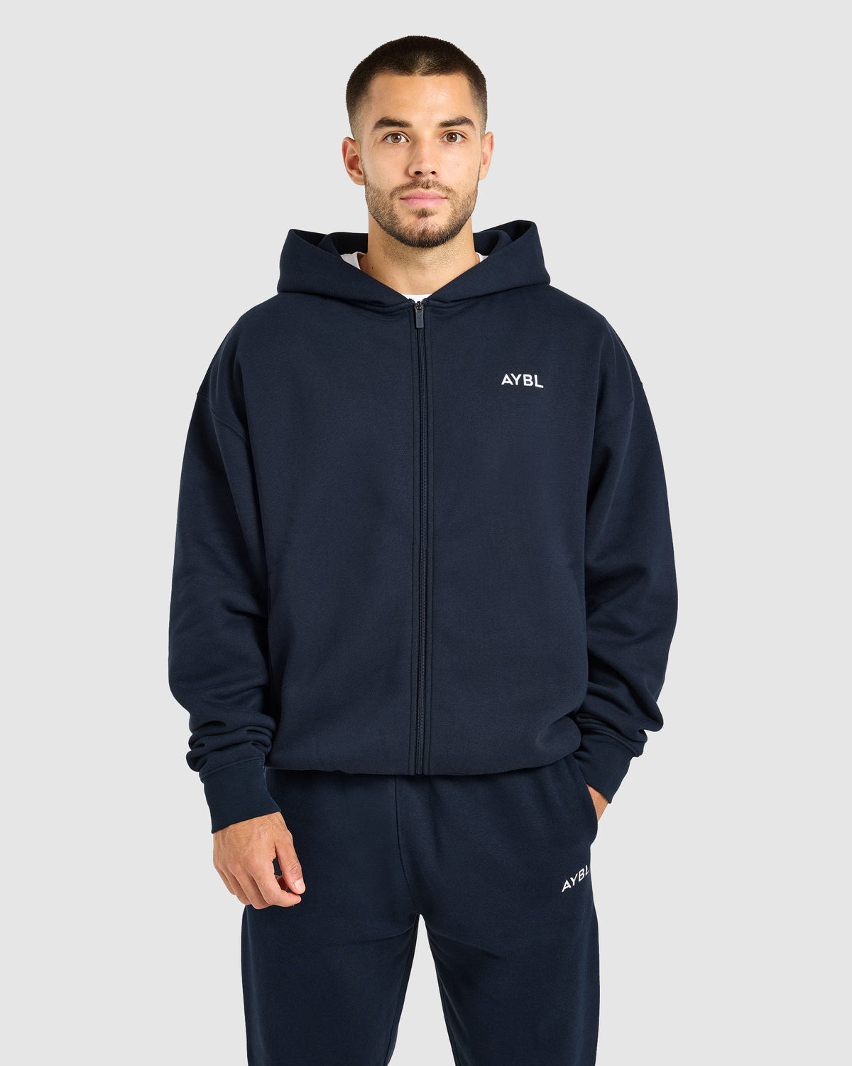 Essential Oversized Full Zip Hoodie - Navy