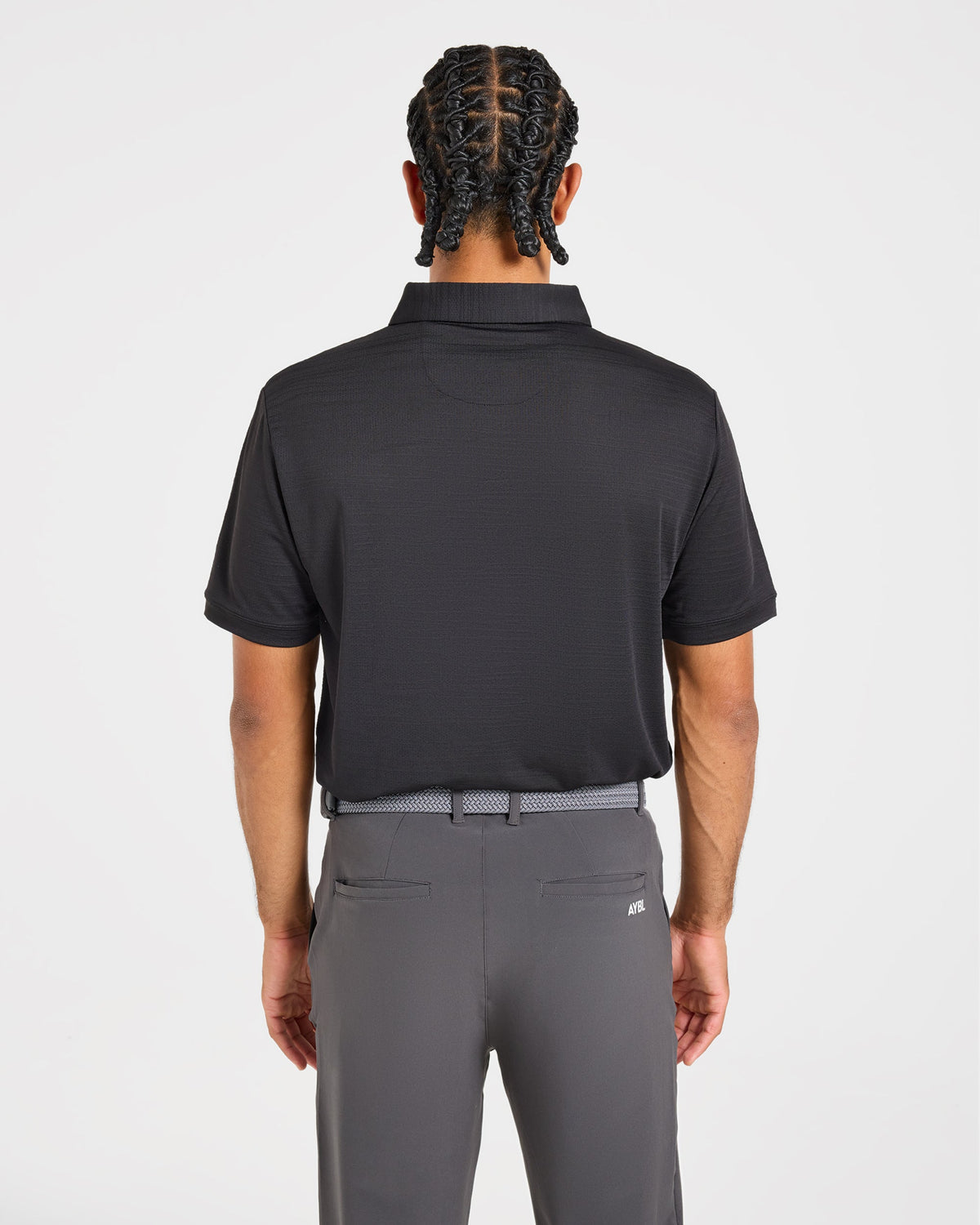 Precision Textured Stripe Polo - Black