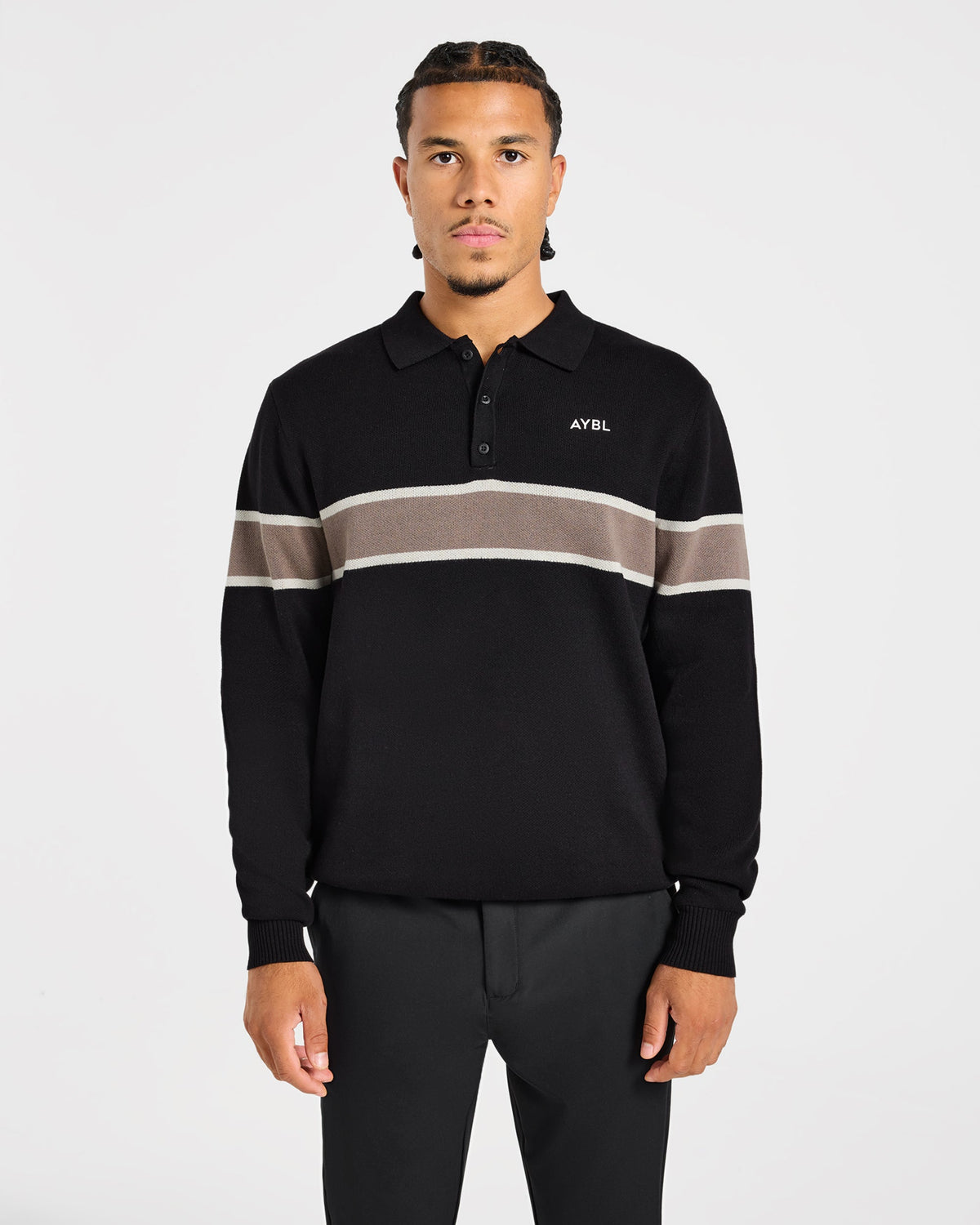 Golf Knitted Stripe Pullover - Black