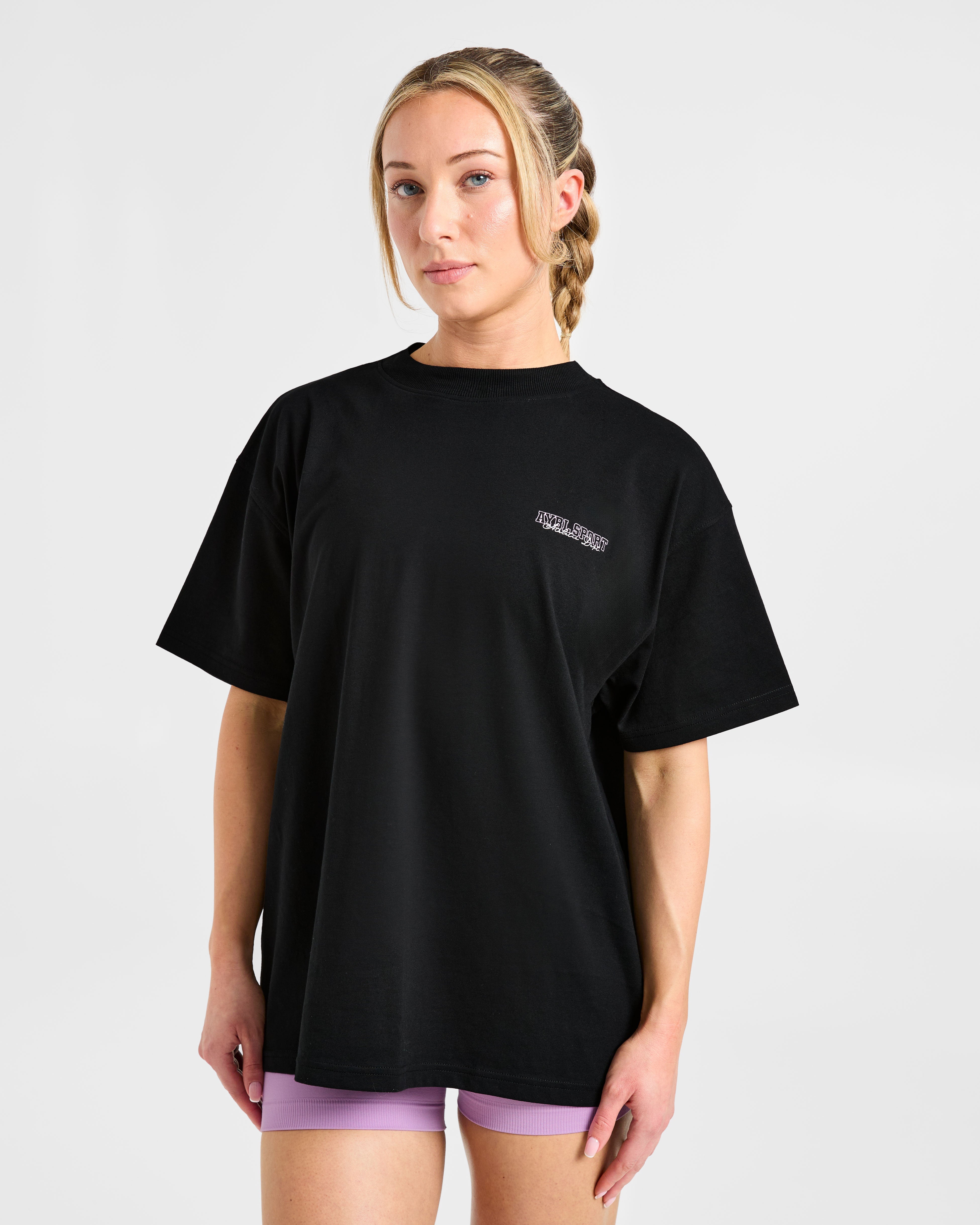 Varsity Dept. Oversized T Shirt - Black/Lilac