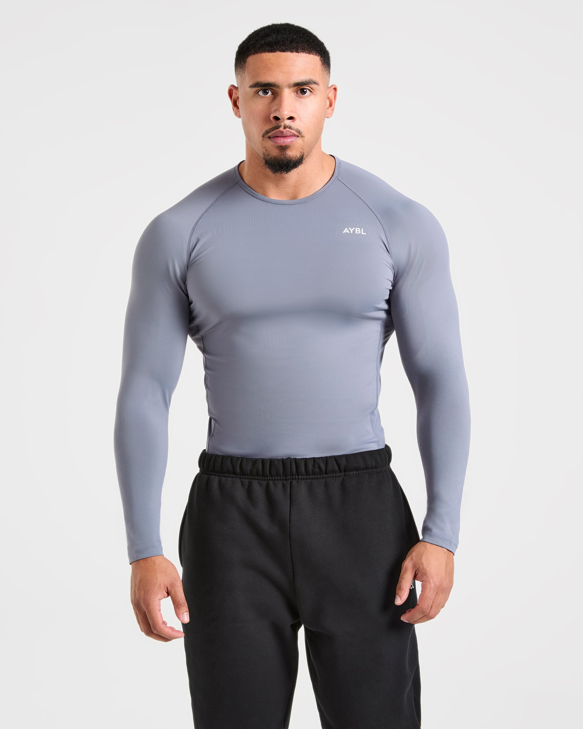 Compression Long Sleeve T Shirt- Slate Grey