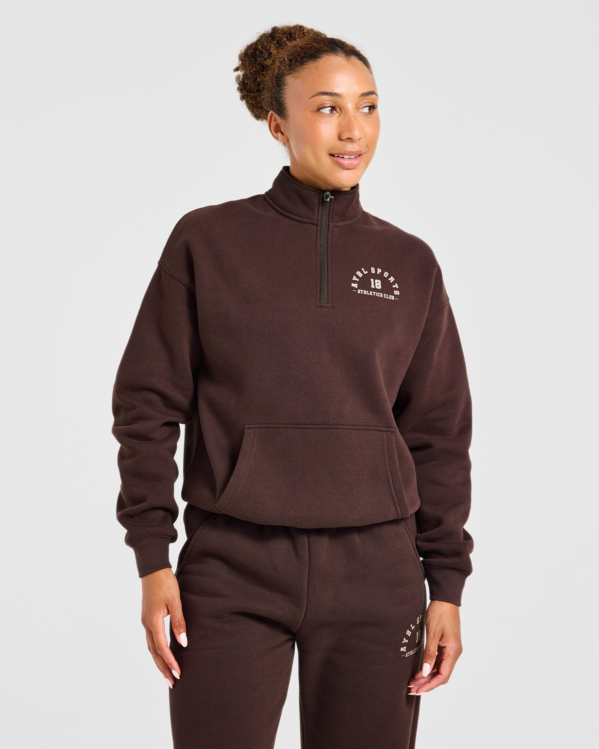 AYBL Sports 18 Oversized 1/4 Zip Pullover - Cocoa Brown