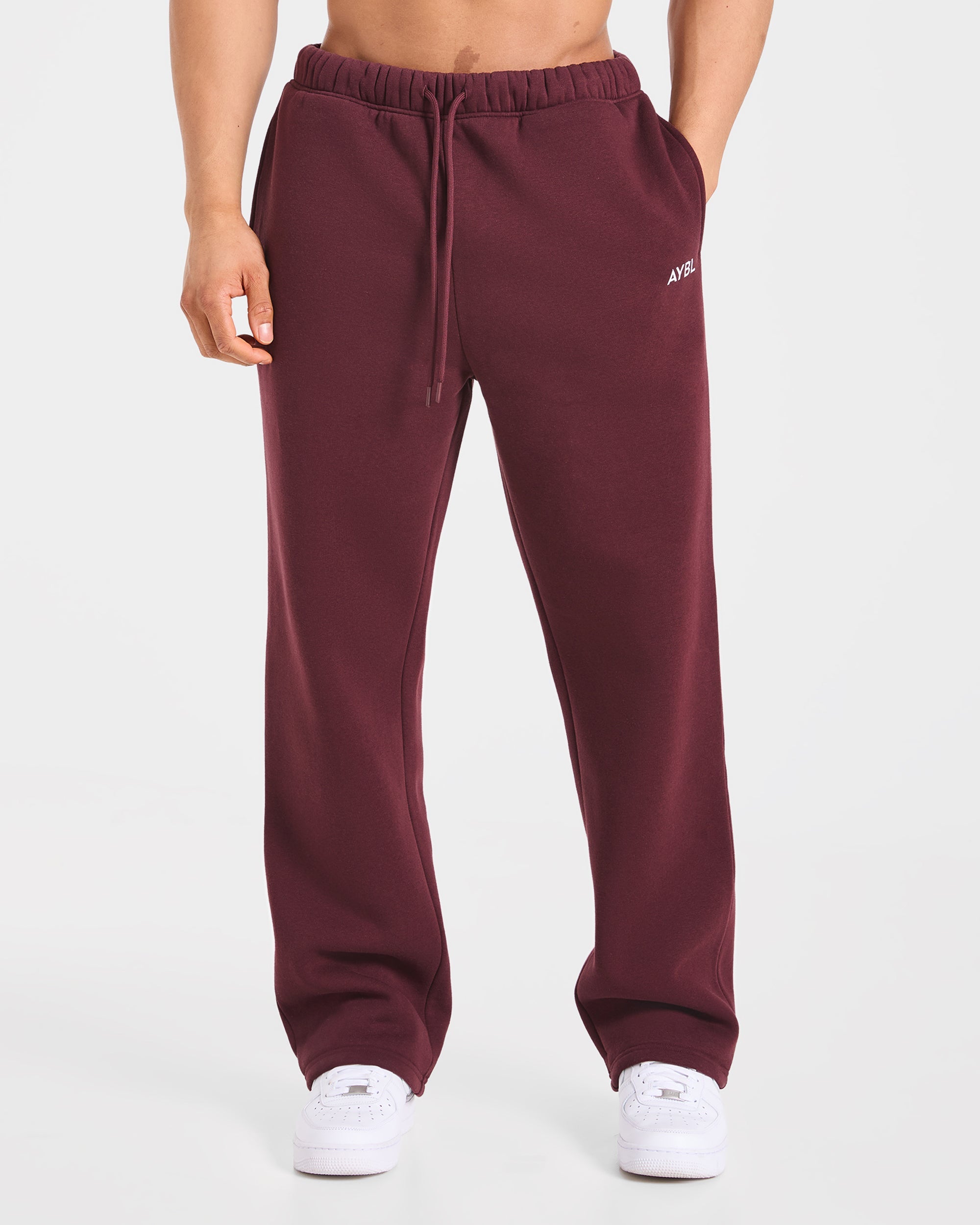 Essential Oversized Straight Leg Joggers - Burgundy Red