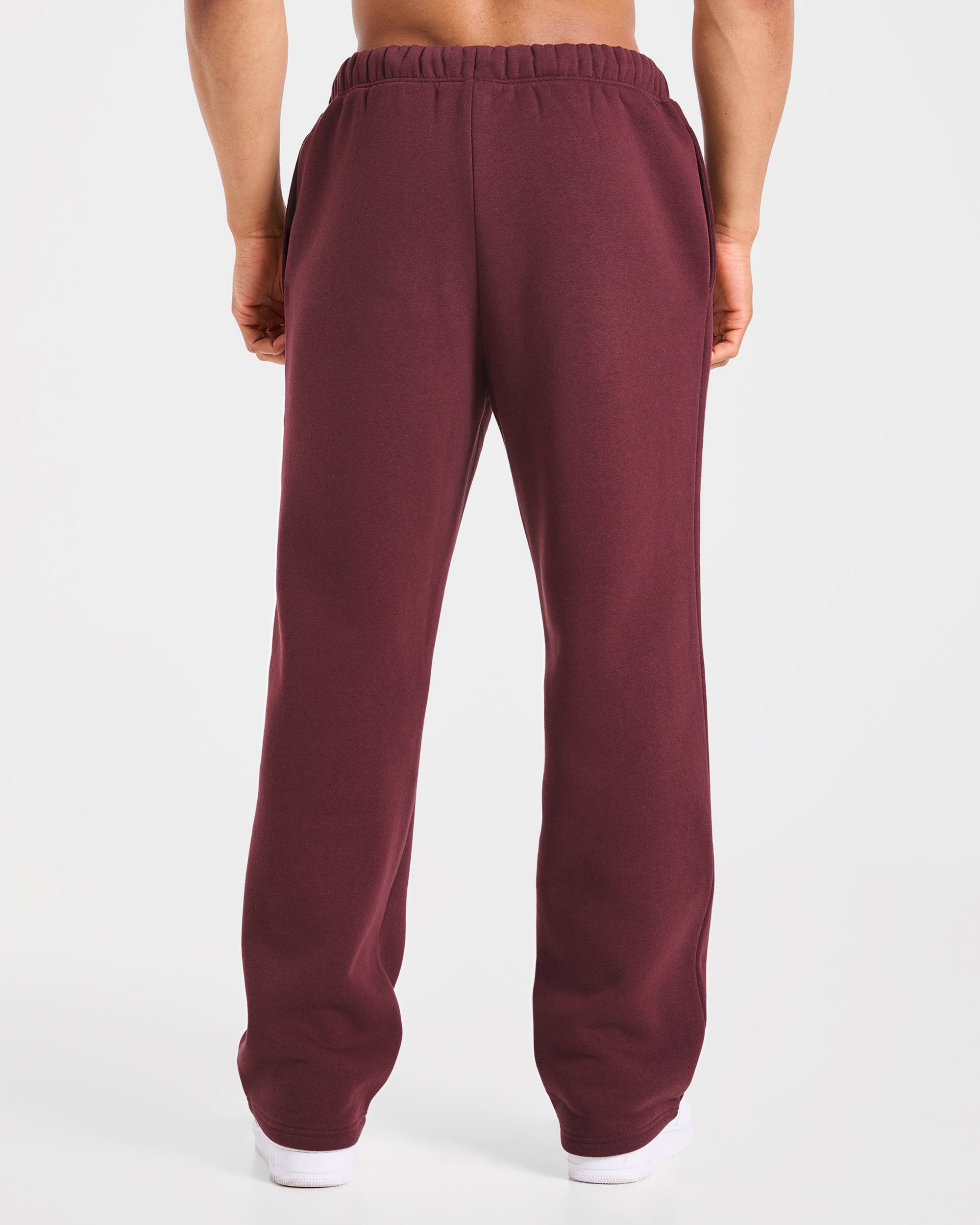 Essential Oversized Straight Leg Joggers - Burgundy Red