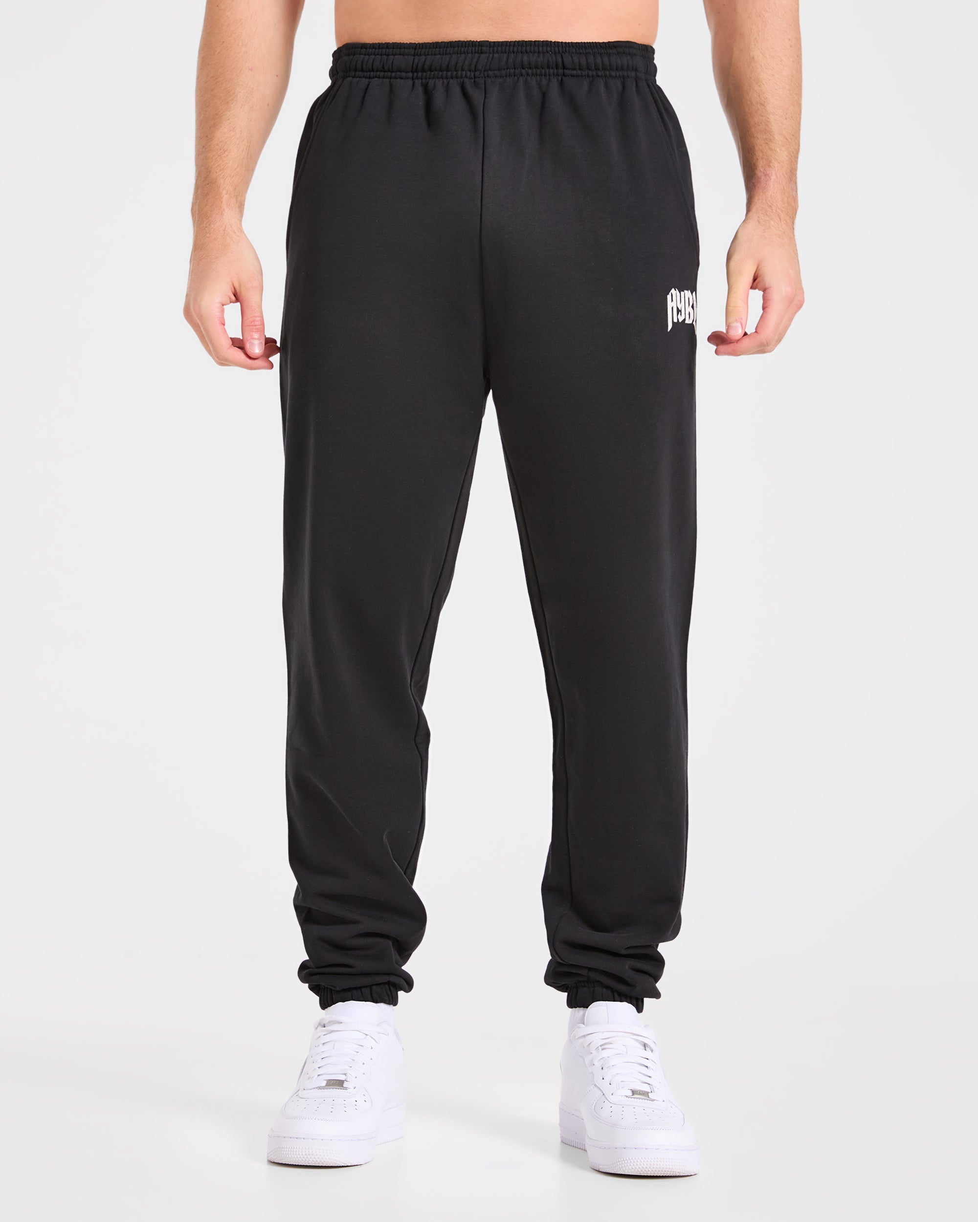 Heavy Lifting Gothic Oversized Joggers - Black/Off White