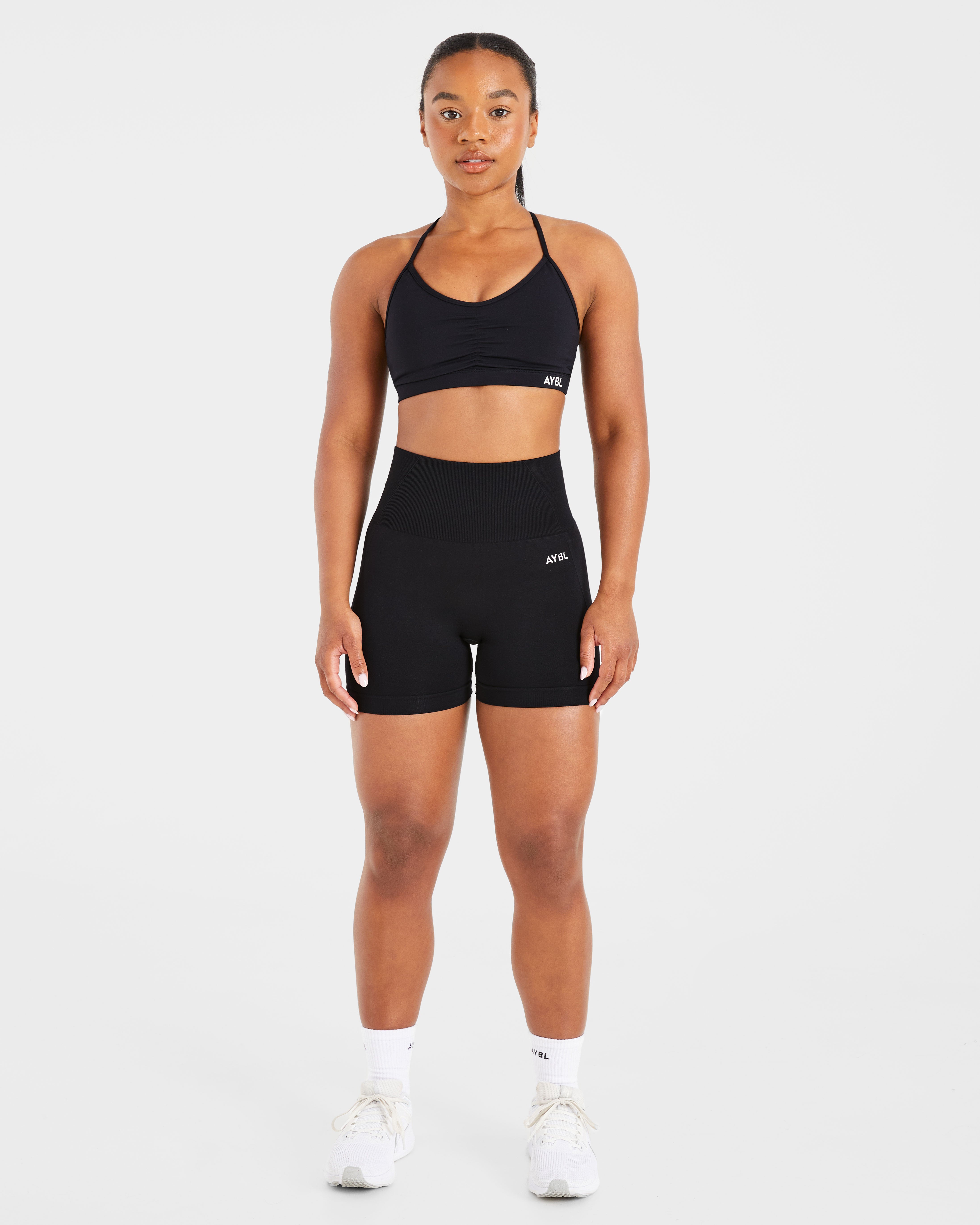 Essential Ruched Sports Bra - Black