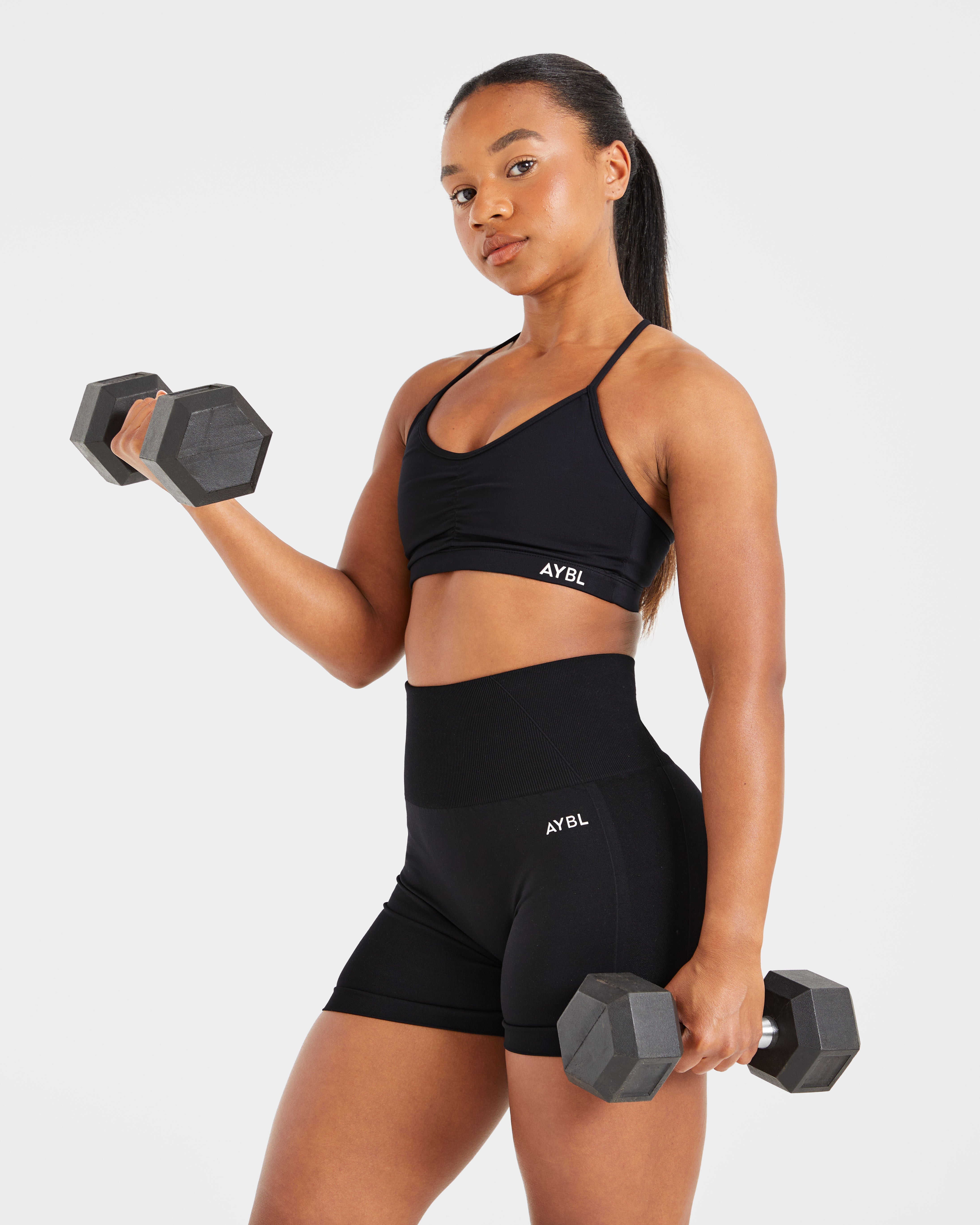 Essential Ruched Sports Bra - Black