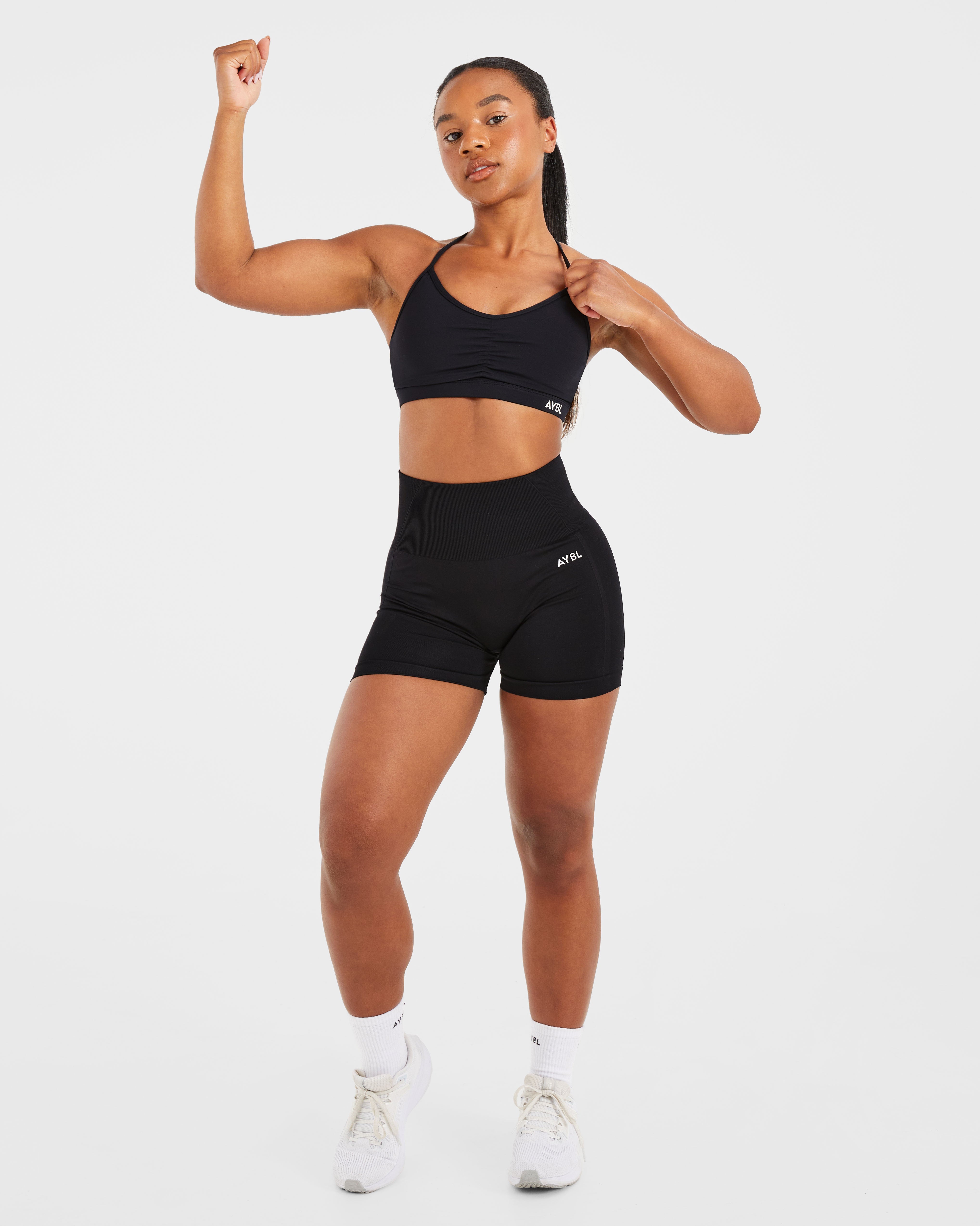 Essential Ruched Sports Bra - Black