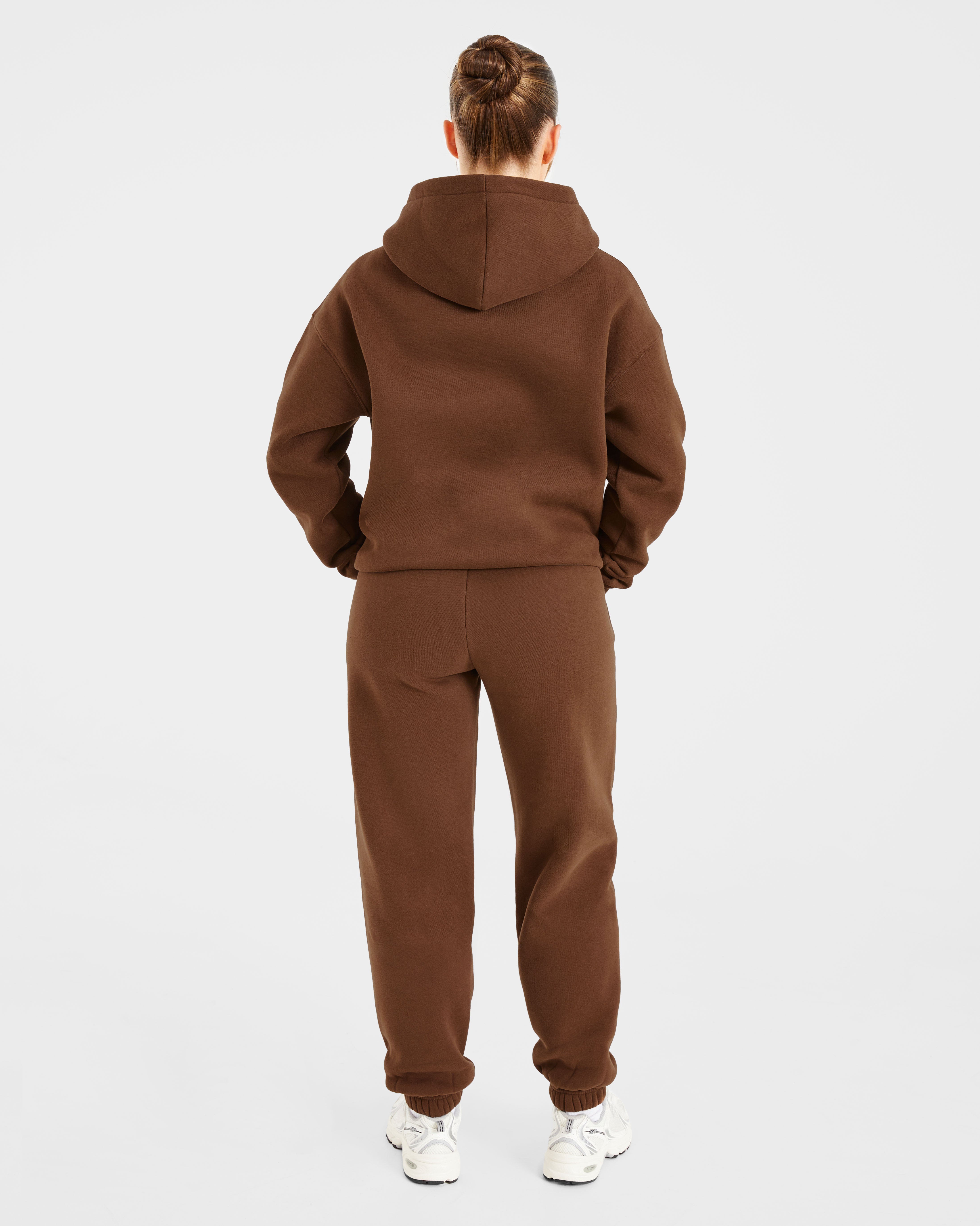 Retro Embroidered Oversized Joggers - Brown