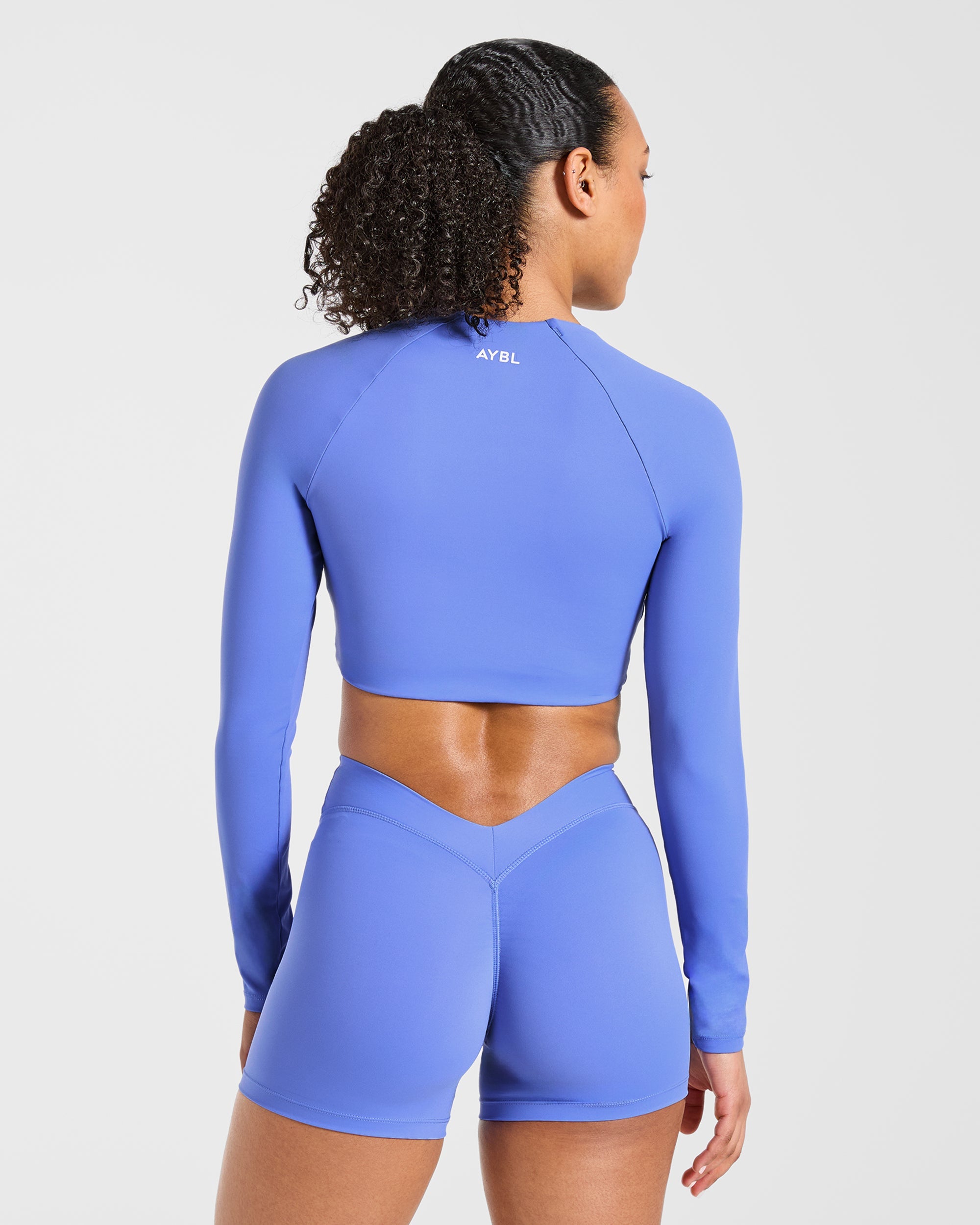 Physique Long Sleeve Crop Top - Cornflower Purple