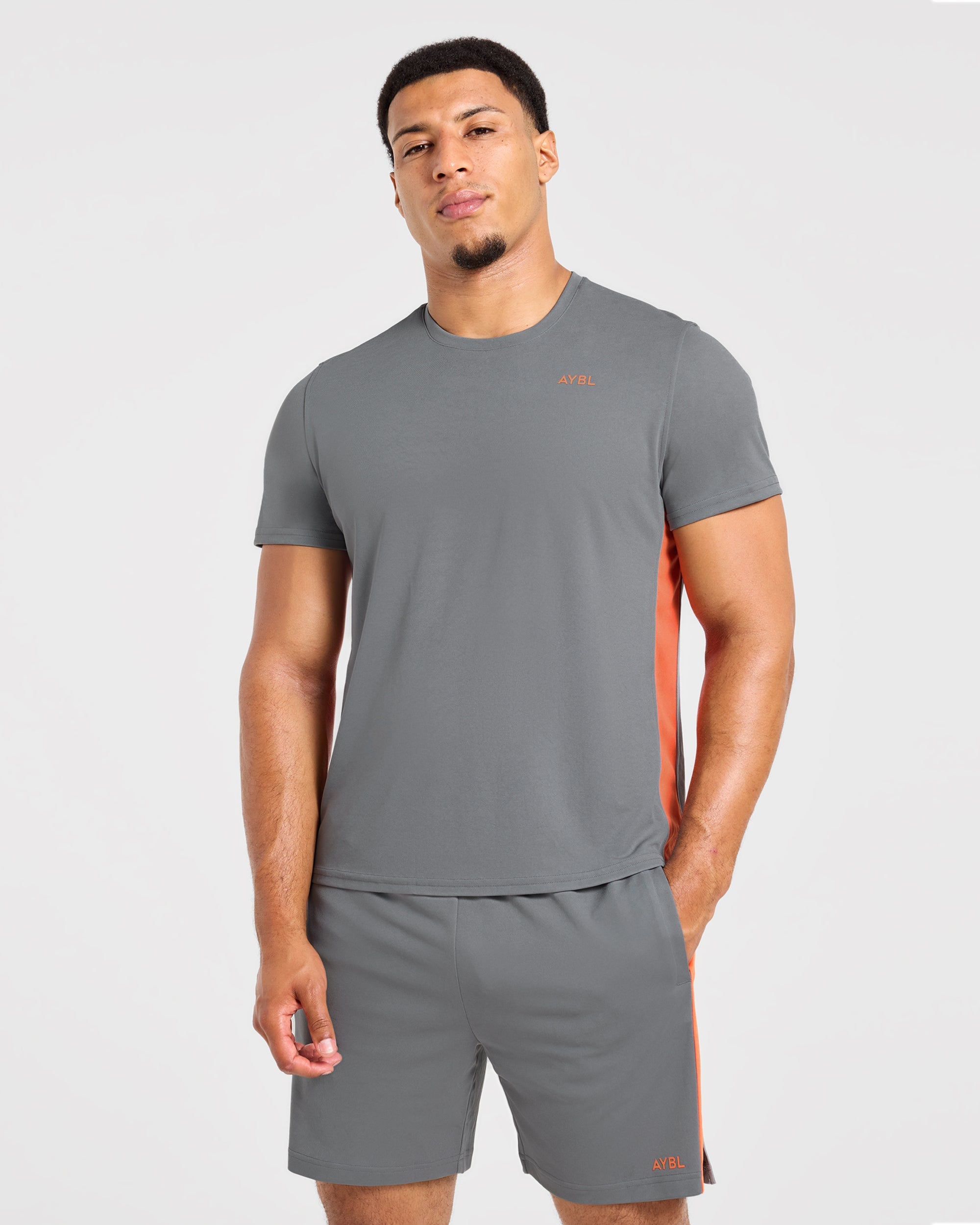 Active T Shirt - Charcoal/Orange