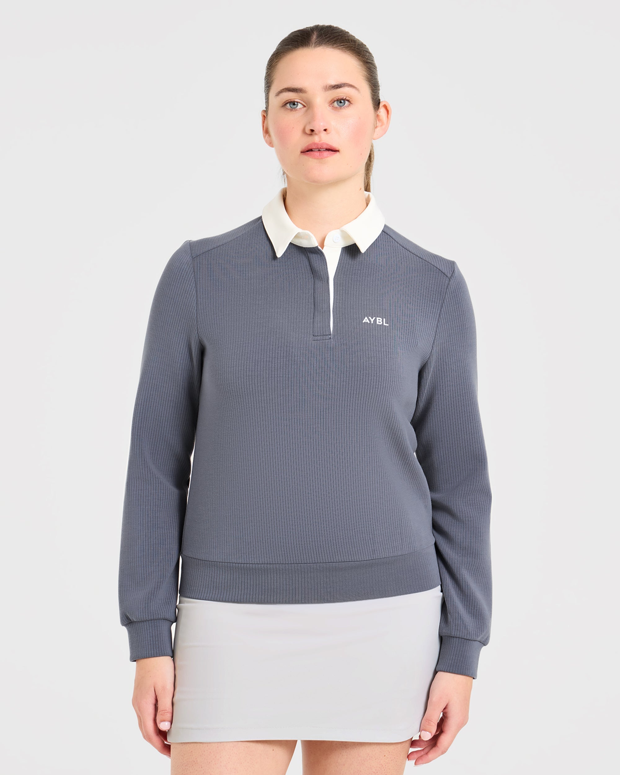 Signature Long Sleeve Polo - Steel Blue