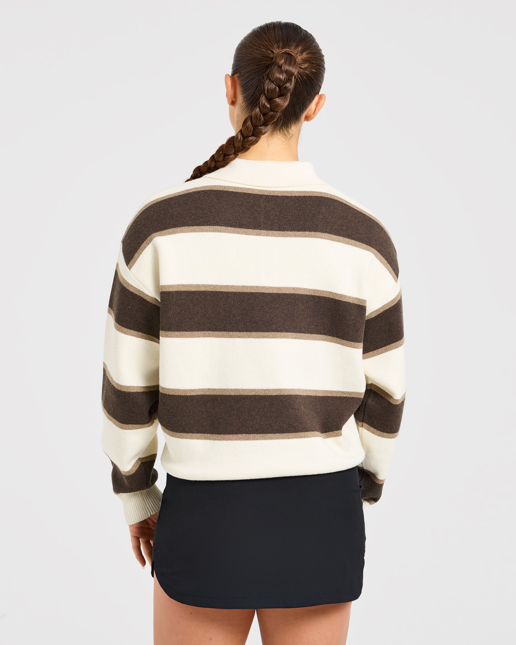 Signature Relaxed Knitted Polo - Beige/Brown