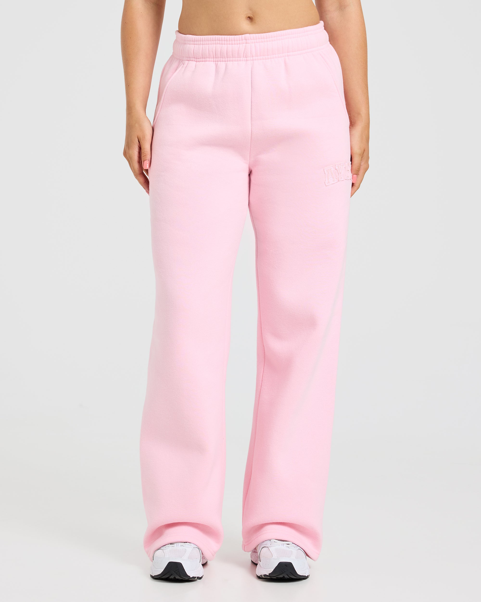 Varsity Applique Oversized Straight Leg Joggers - Baby Pink