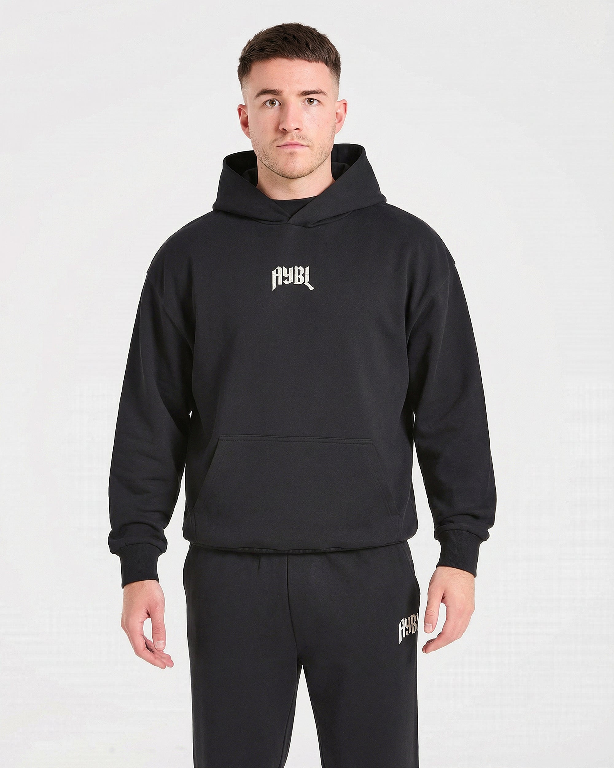 Heavy Lifting Gothic Oversized Hoodie - Black/Off White