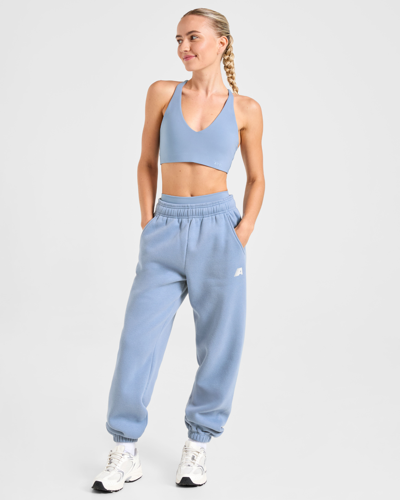 Retro Athletics Oversized Joggers - Vintage Blue