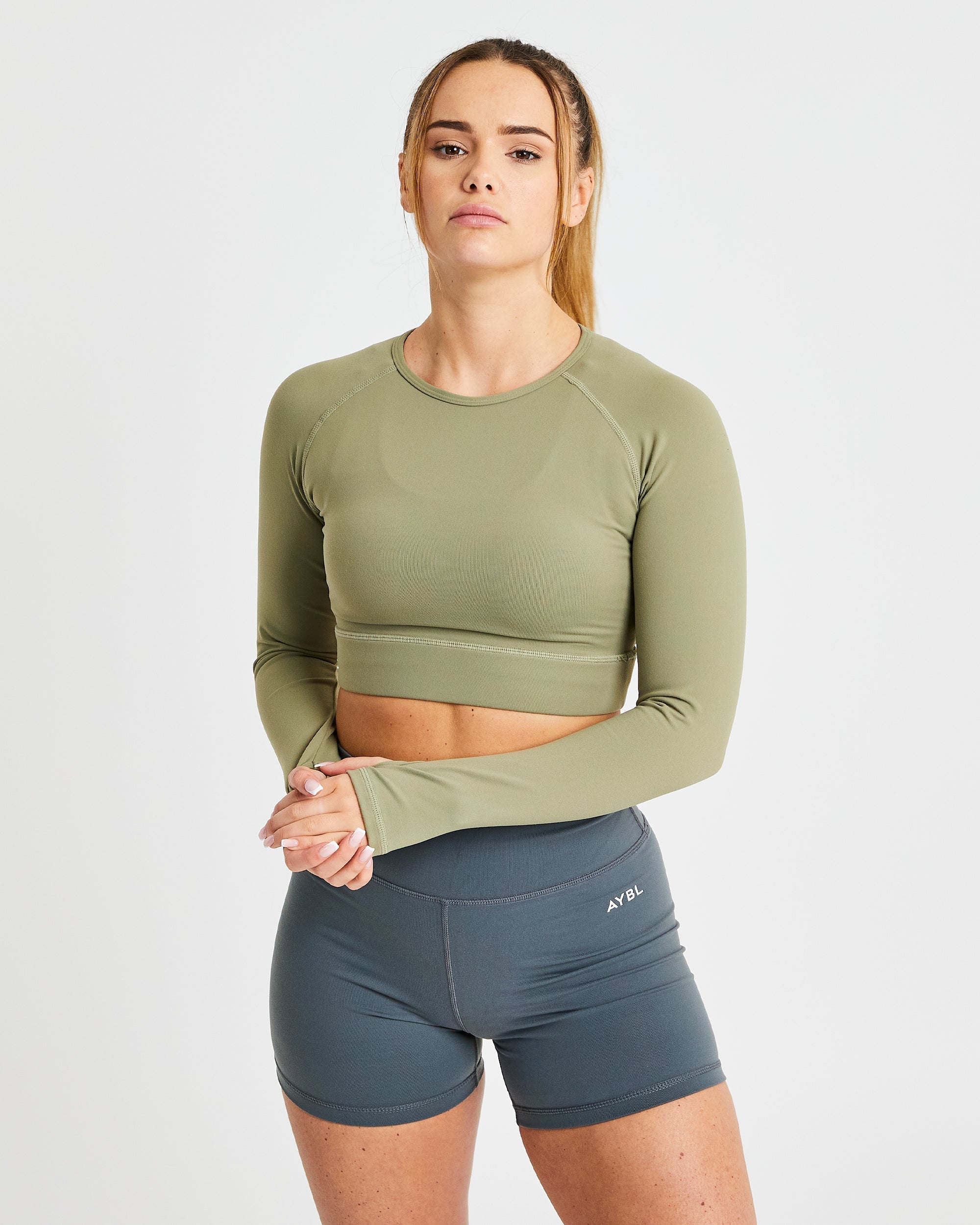 Core Long Sleeve Crop Top - Olive – AYBL USA