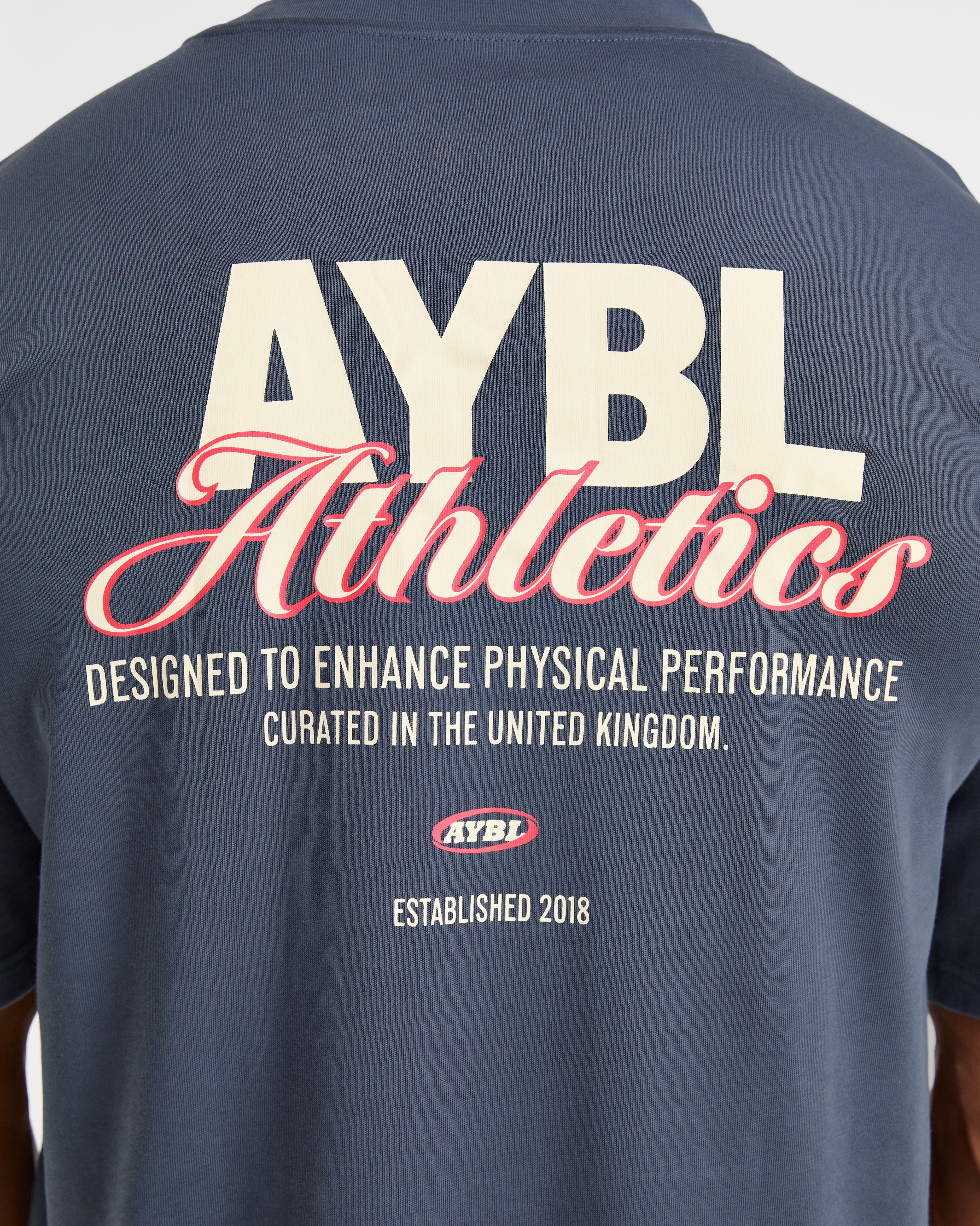 Athletics Script Oversized T Shirt - Vintage Blue